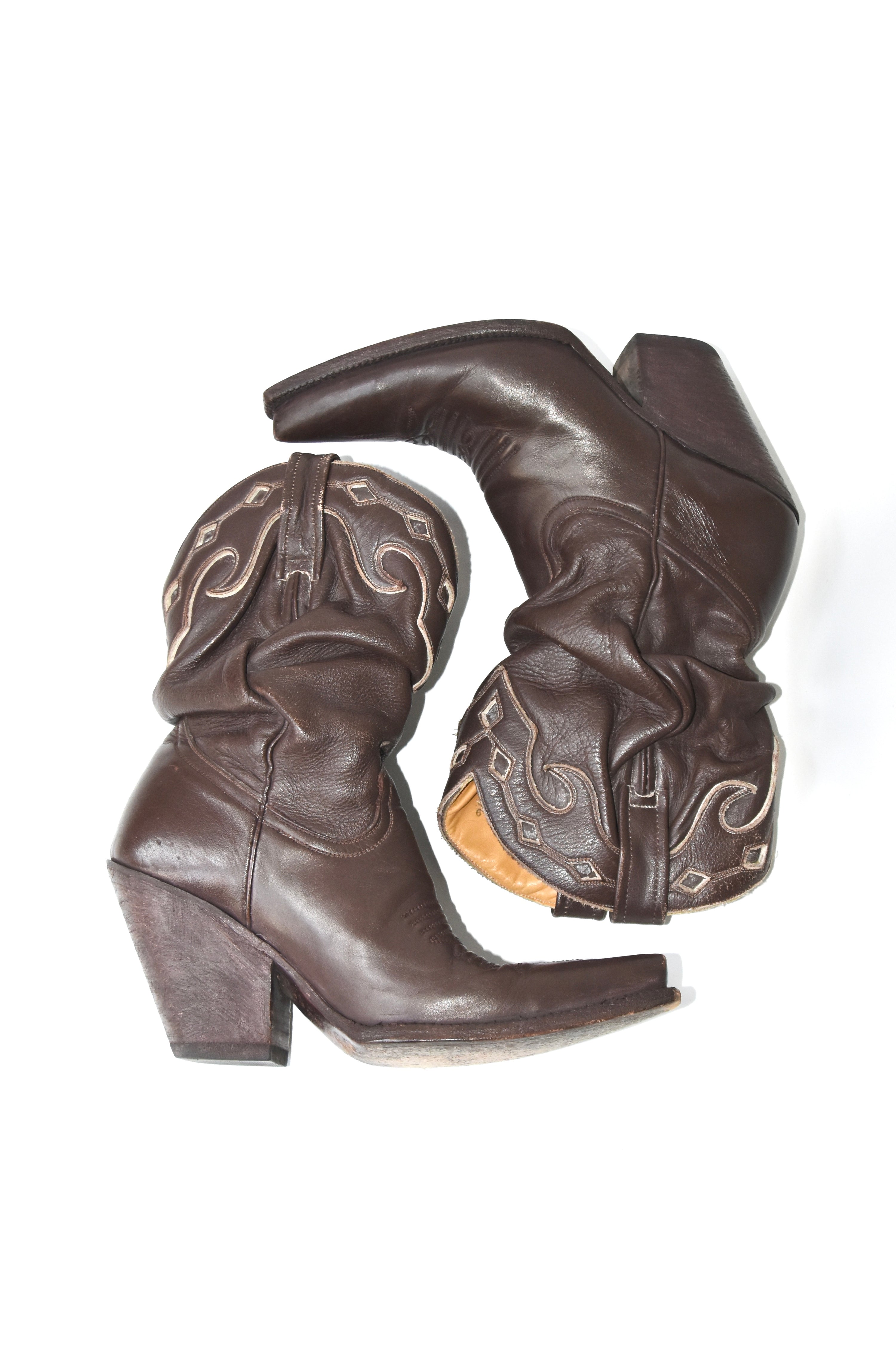 Jean Paul Gaultier Brown Western Leather Boots