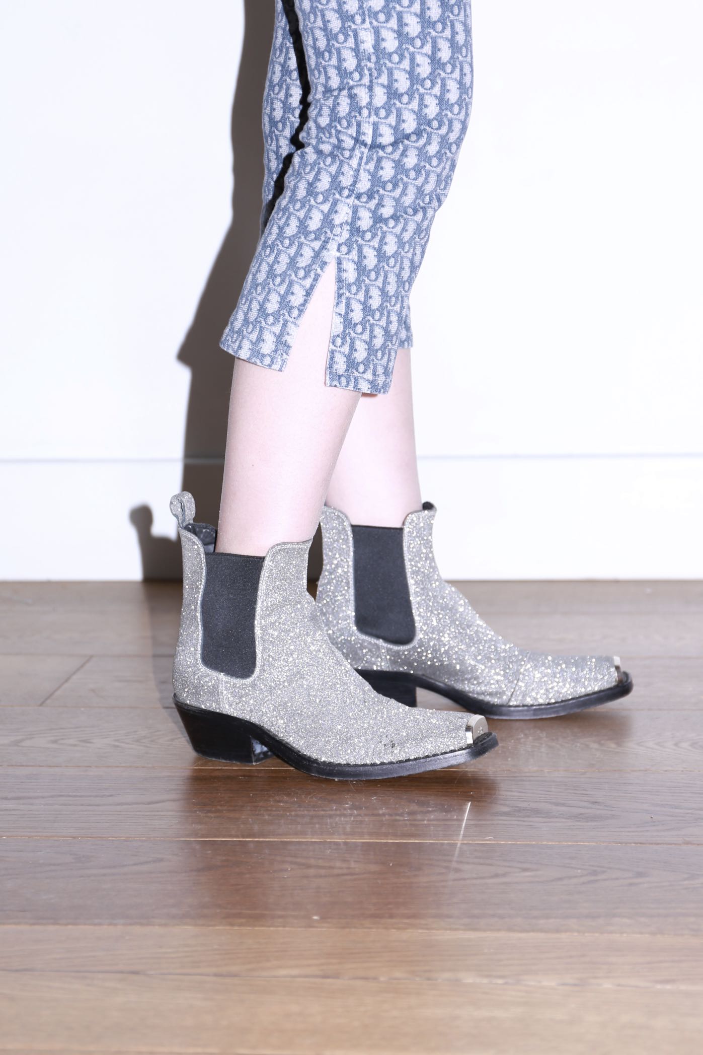 Calvin Klein 205W39NYC Silver Glitter Western Boots