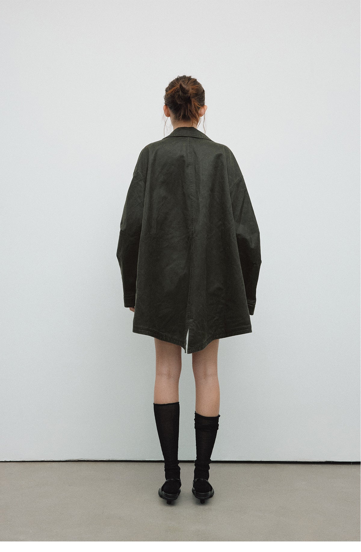 Spring New Casual Turn-Down Collar Vintage Distressed Multi-Pocket Versatile Long Jacket Coat