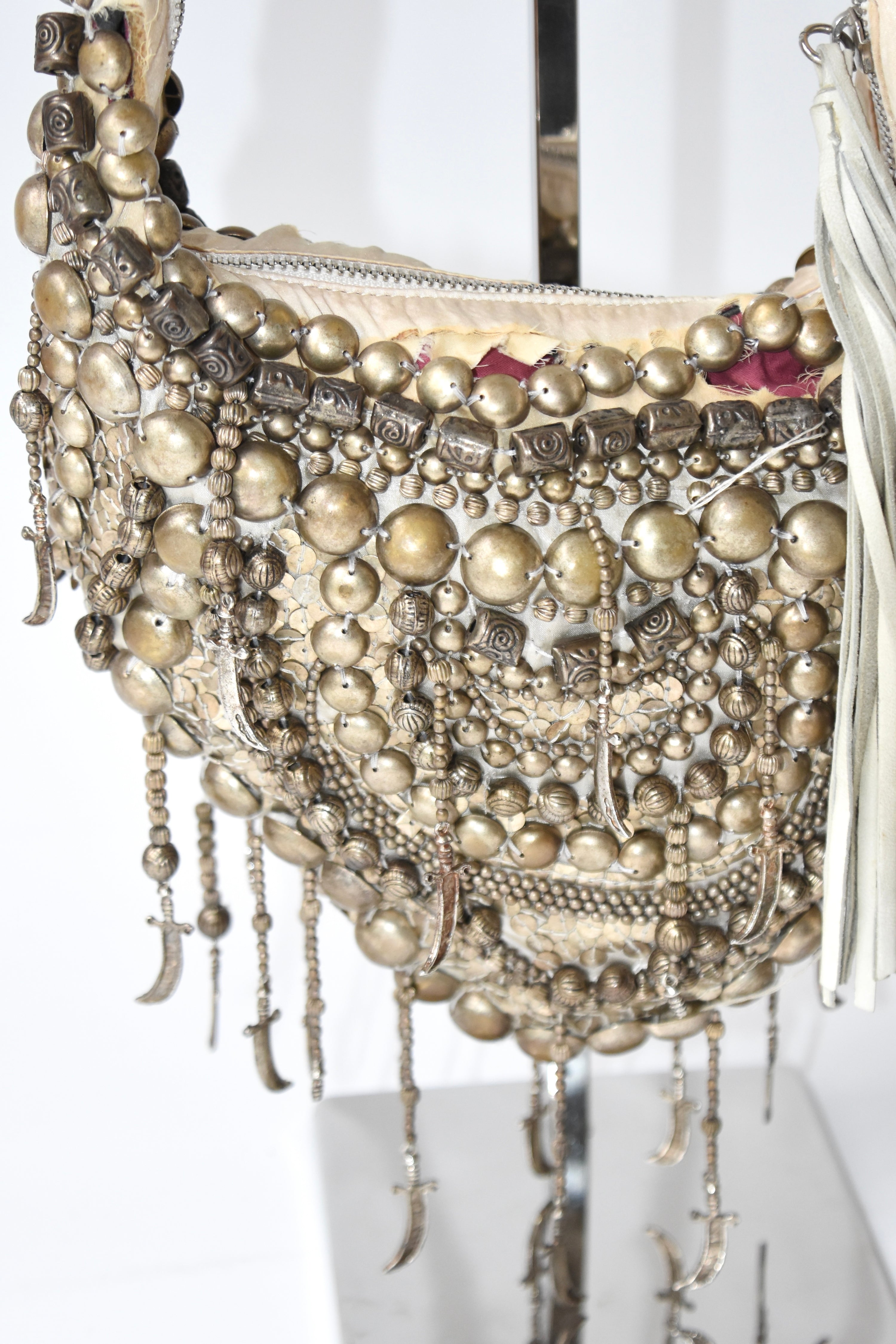 Cesare Paciotti Rare Heavy Metal Beaded Shoulder Bag