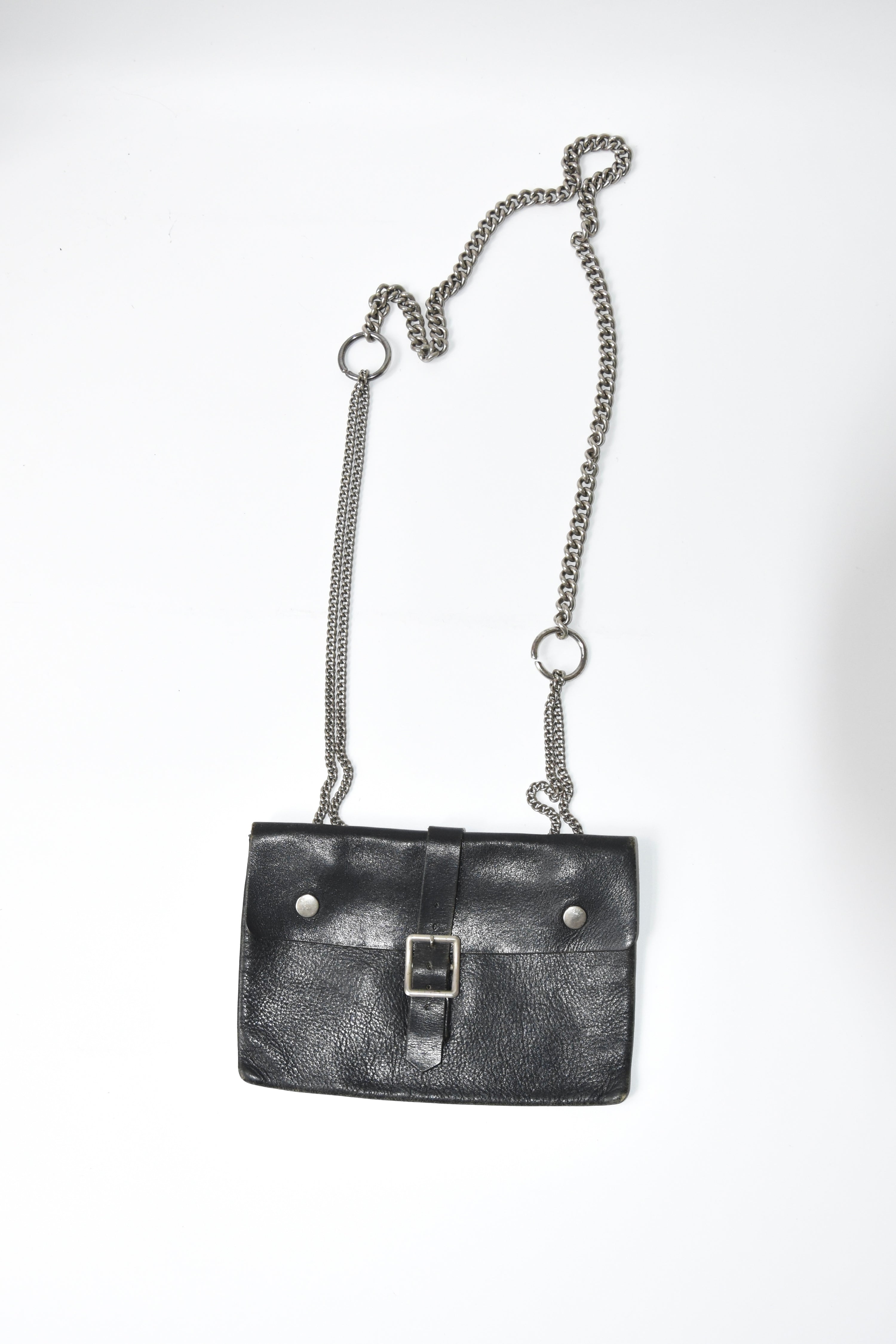 Comme des Garçons Black Leather Chain Buckle Shoulder Bag