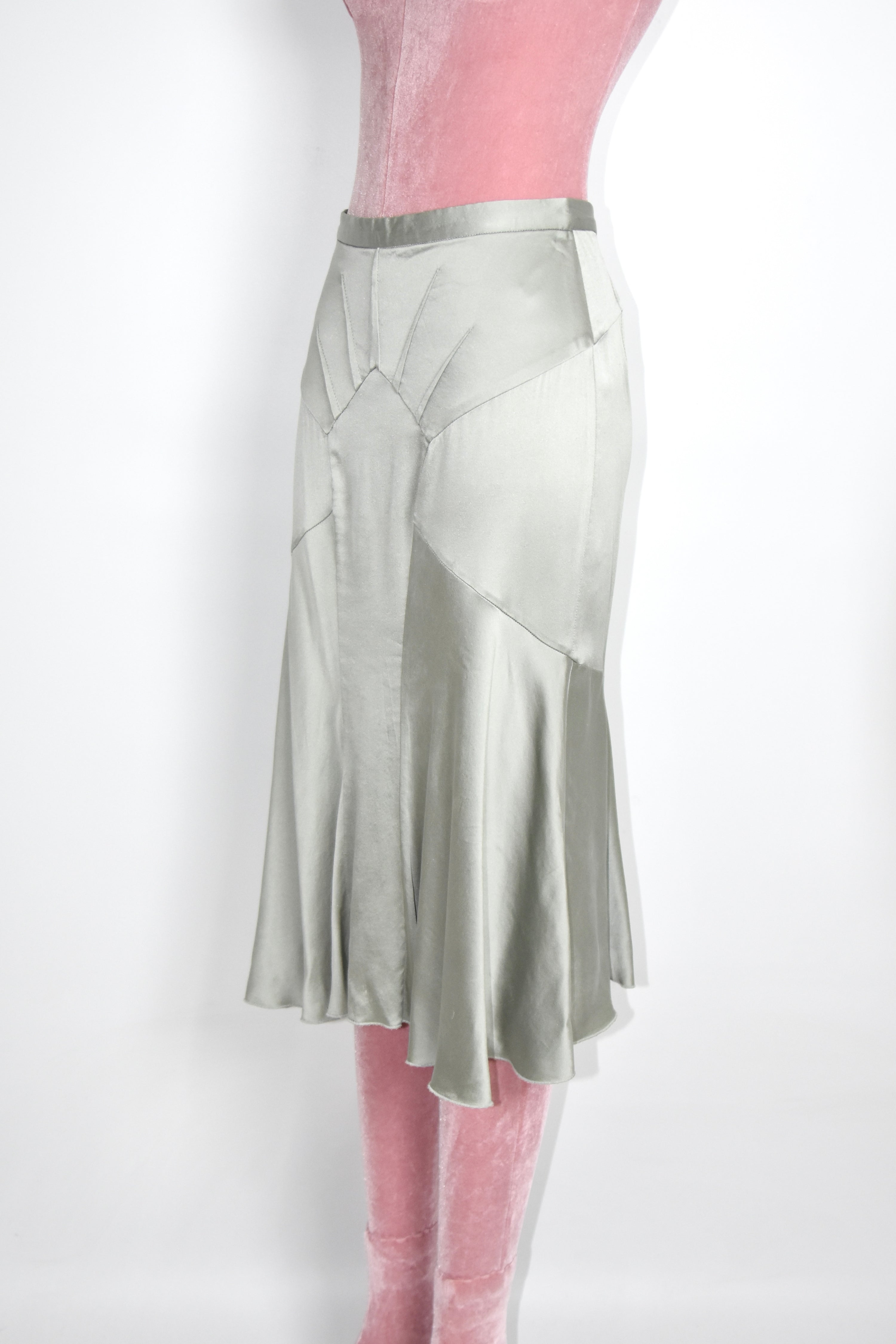 Dolce & Gabbana Silver Satin Panel Skirt