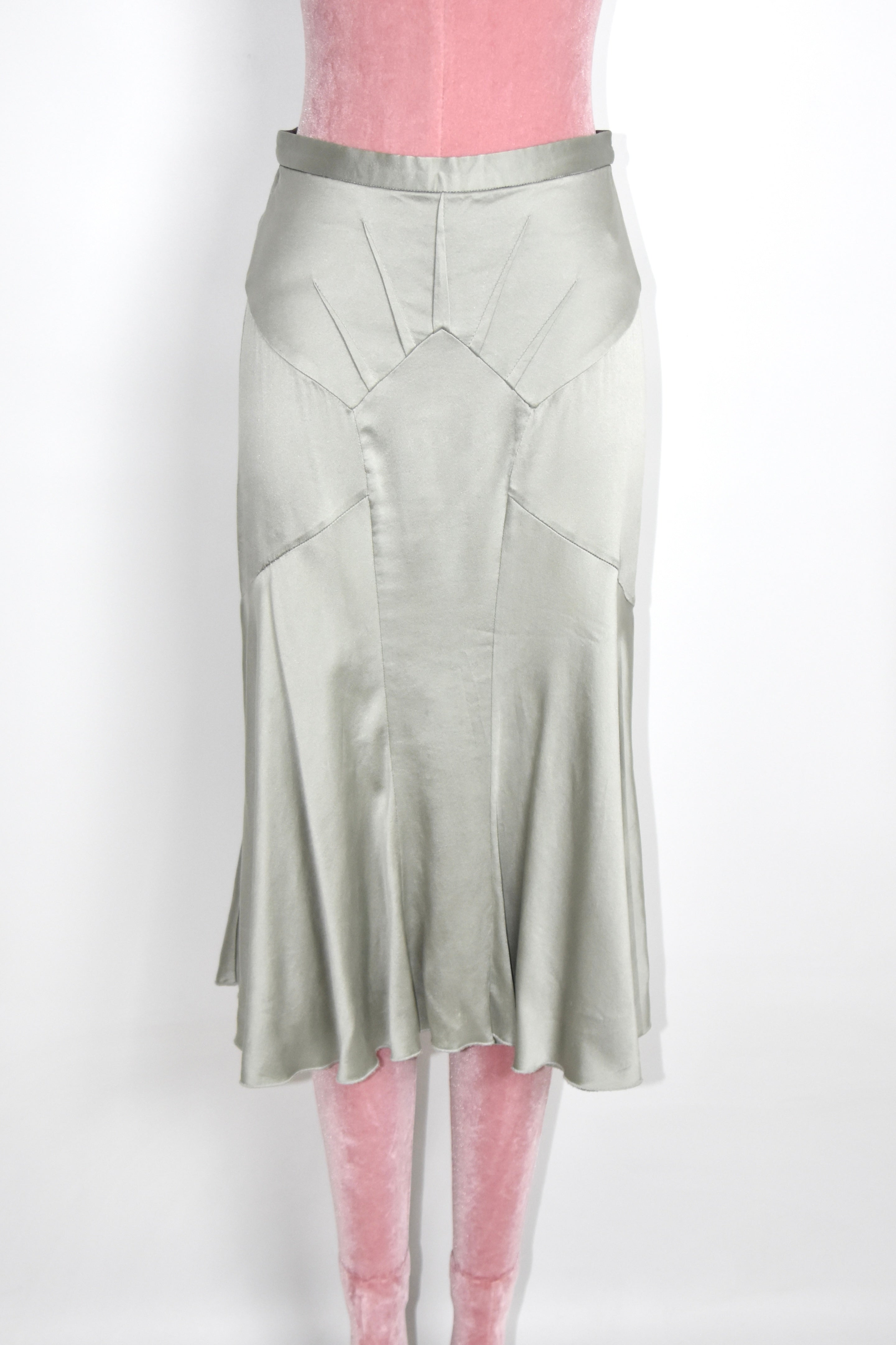 Dolce & Gabbana Silver Satin Panel Skirt