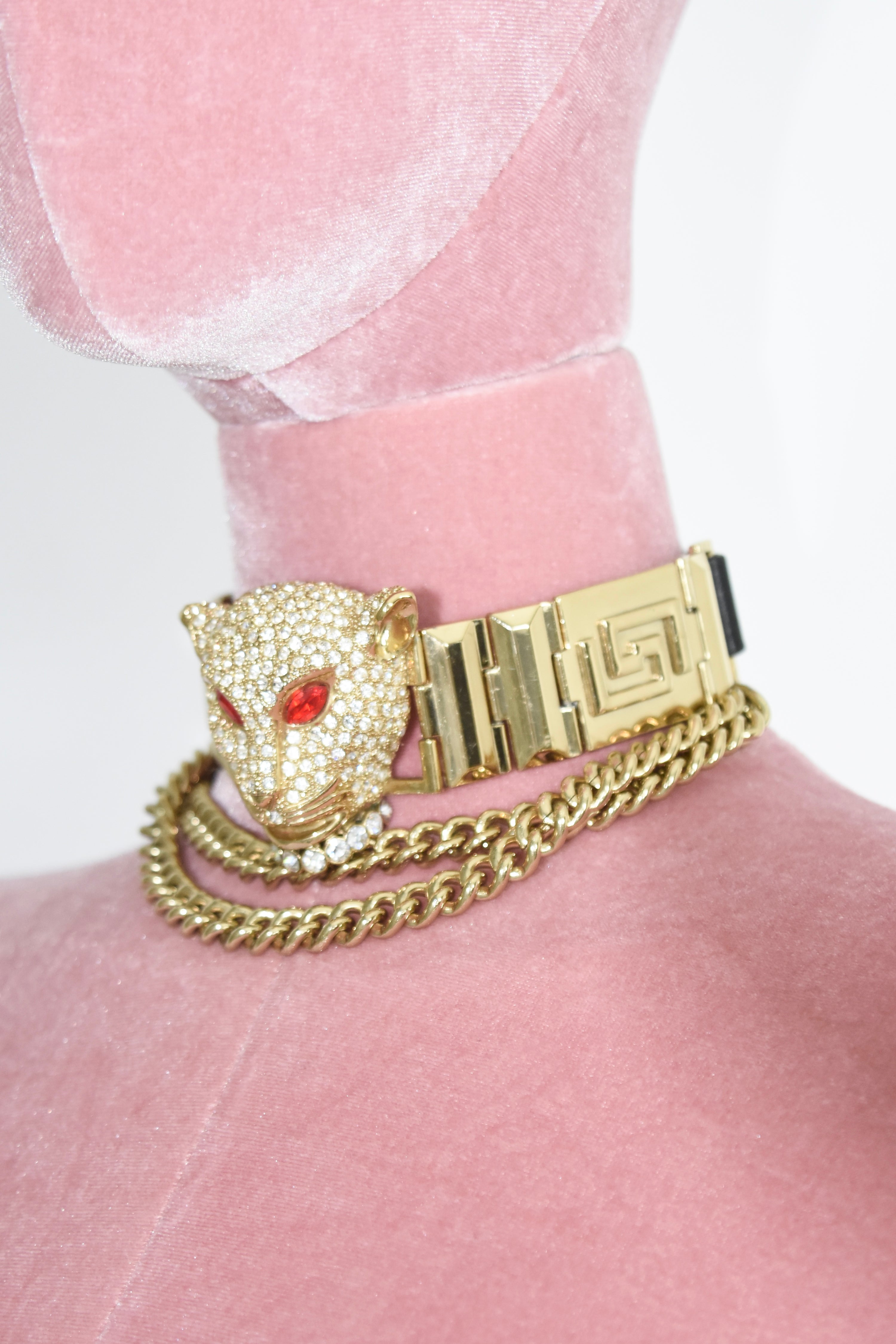 Versace × H&M Crystal Panther Head Chain Choker – 2011 Limited Collaboration Piece