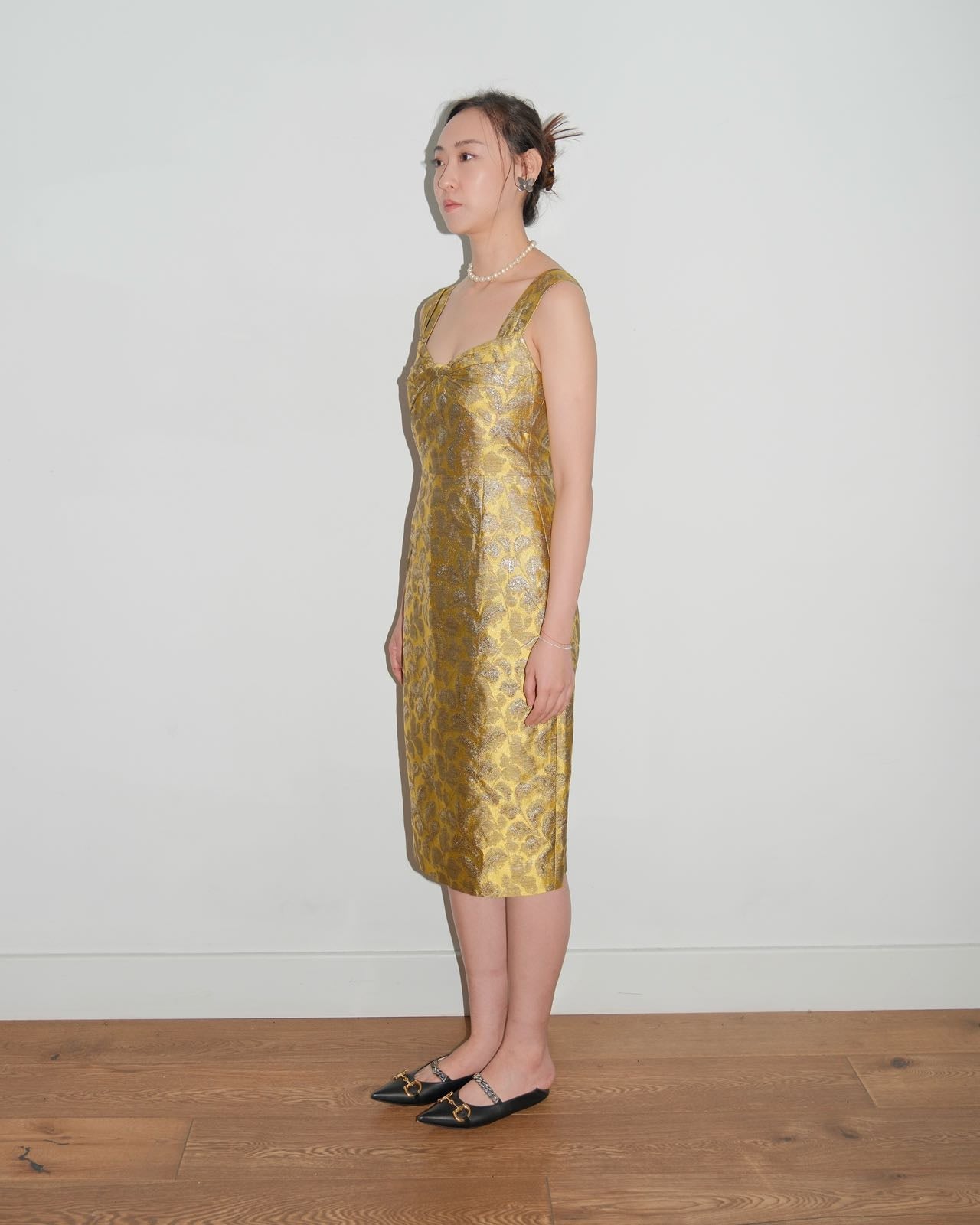 Prada Gold Brocade Sculptural Dress