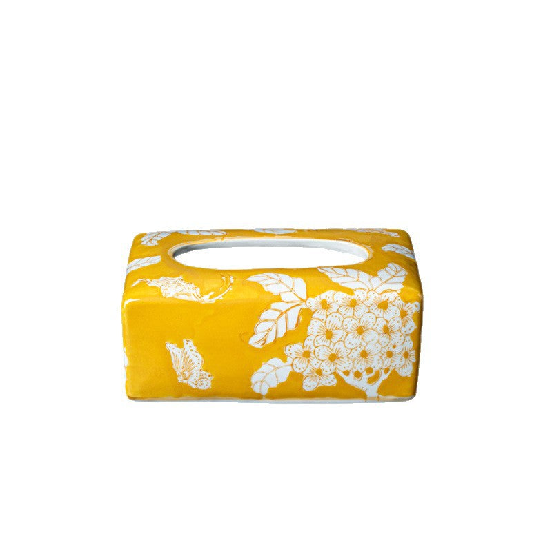 Oriental Collection Series Cirage“Golden Butterfly Blossoms”Hand-painted Underglaze Color Jingdezhen Tissue Box