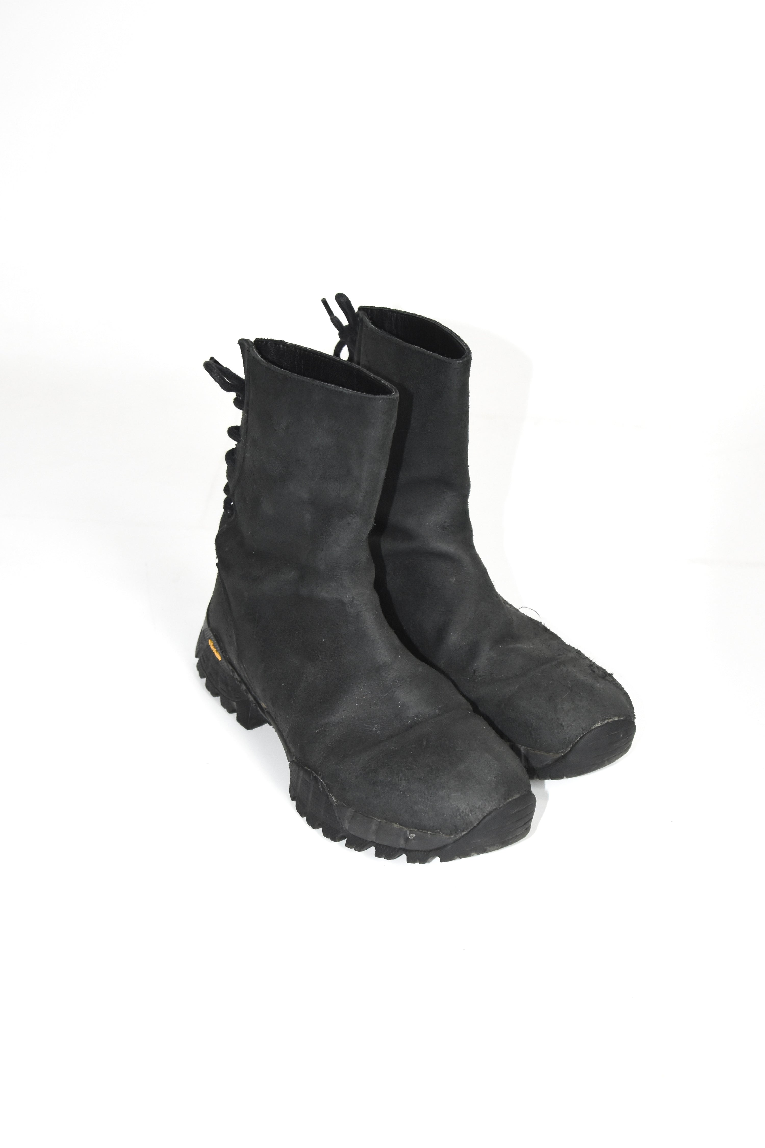 1017 ALYX 9SM Black Hiking Lace-Up Boots – Vibram Sole Tactical Utility Leather Boots