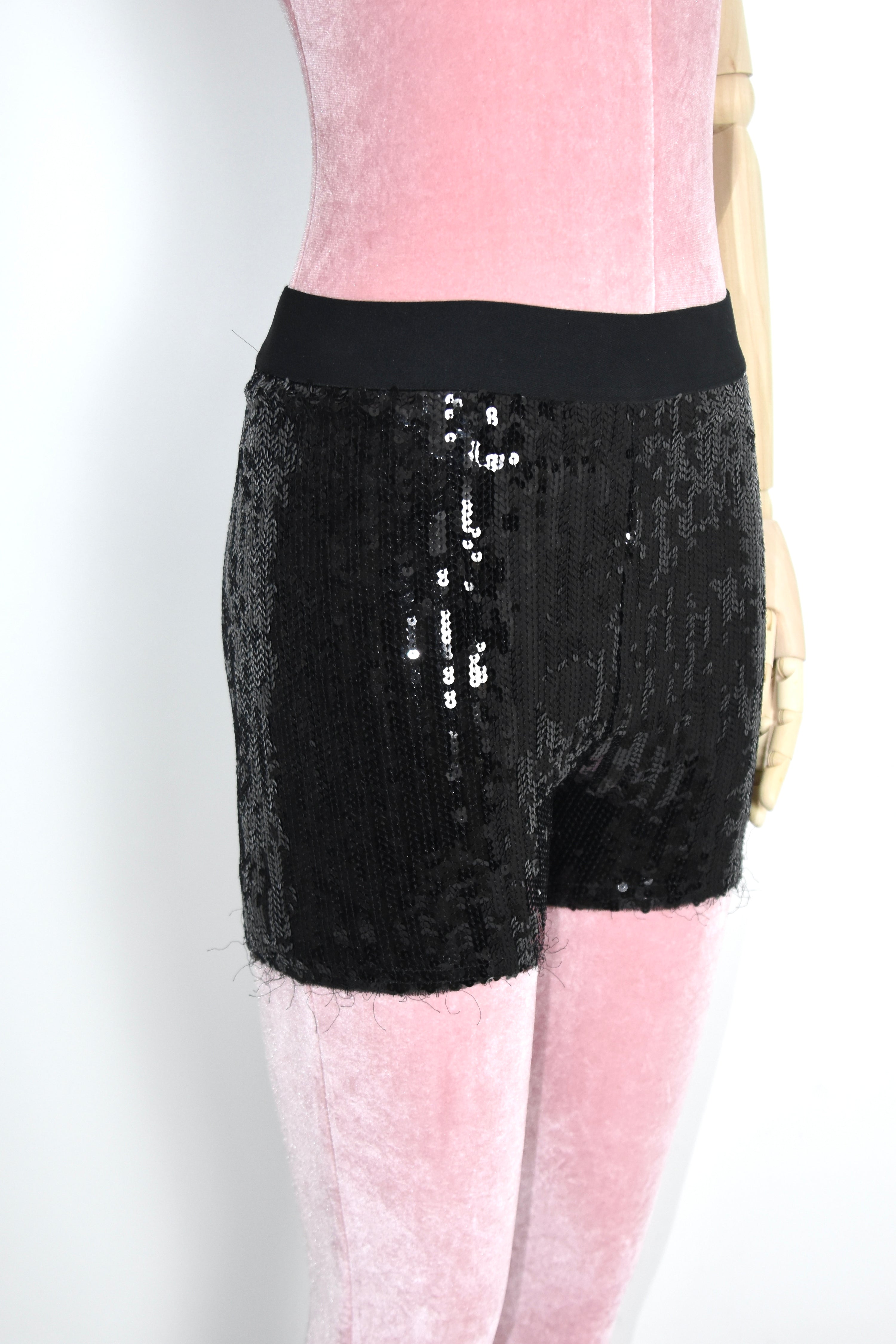 Junya Watanabe Comme des Garçons Sequin Embellished Stretch Shorts – Contemporary Collection Statement Piece