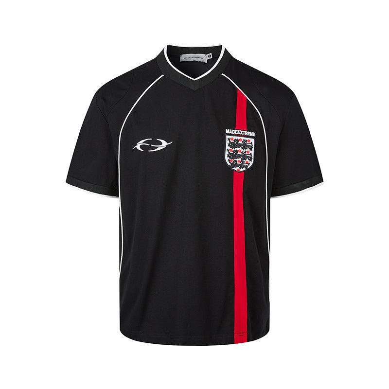 White and Black Trendy No.7 Beckham Print Football jersey loose short sleeve T-Shirt Top