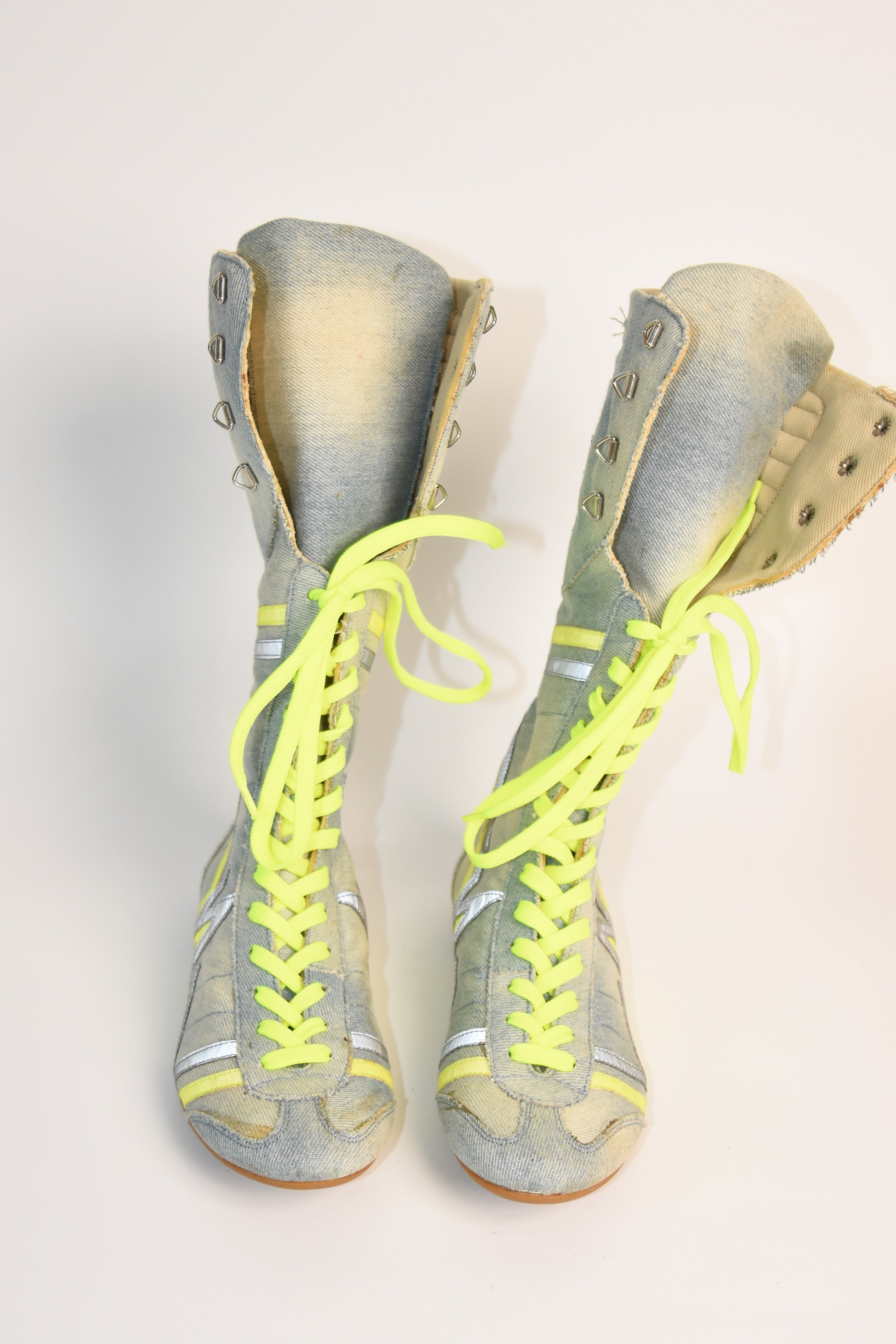 Walter Van Beirendonck “W&LT – Wild & Lethal Trash” Neon Lace High-Top Boots — Deadstock, with Original Box