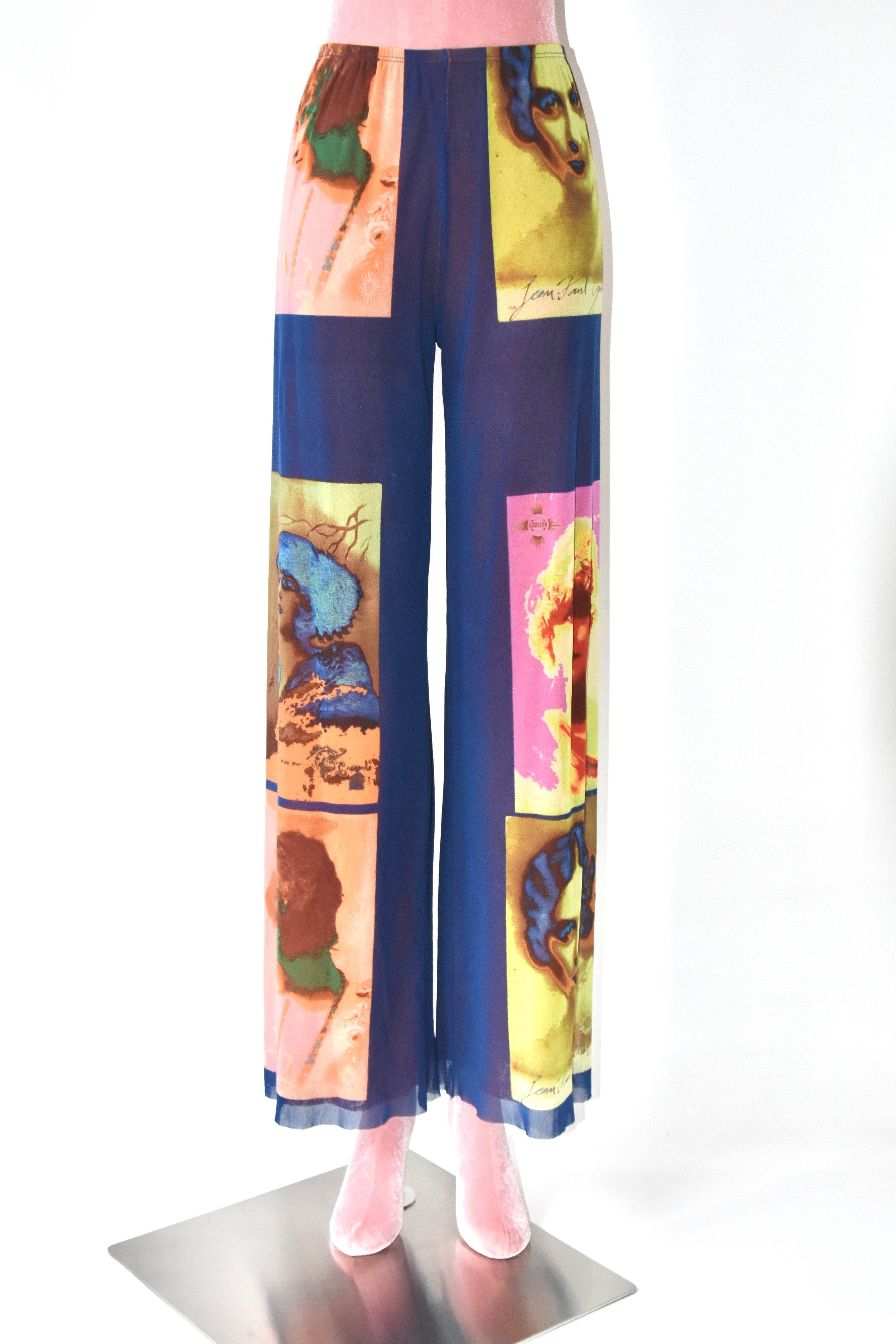 Jean Paul Gaultier S/S 2002 “Portrait Print” Mesh Trousers
