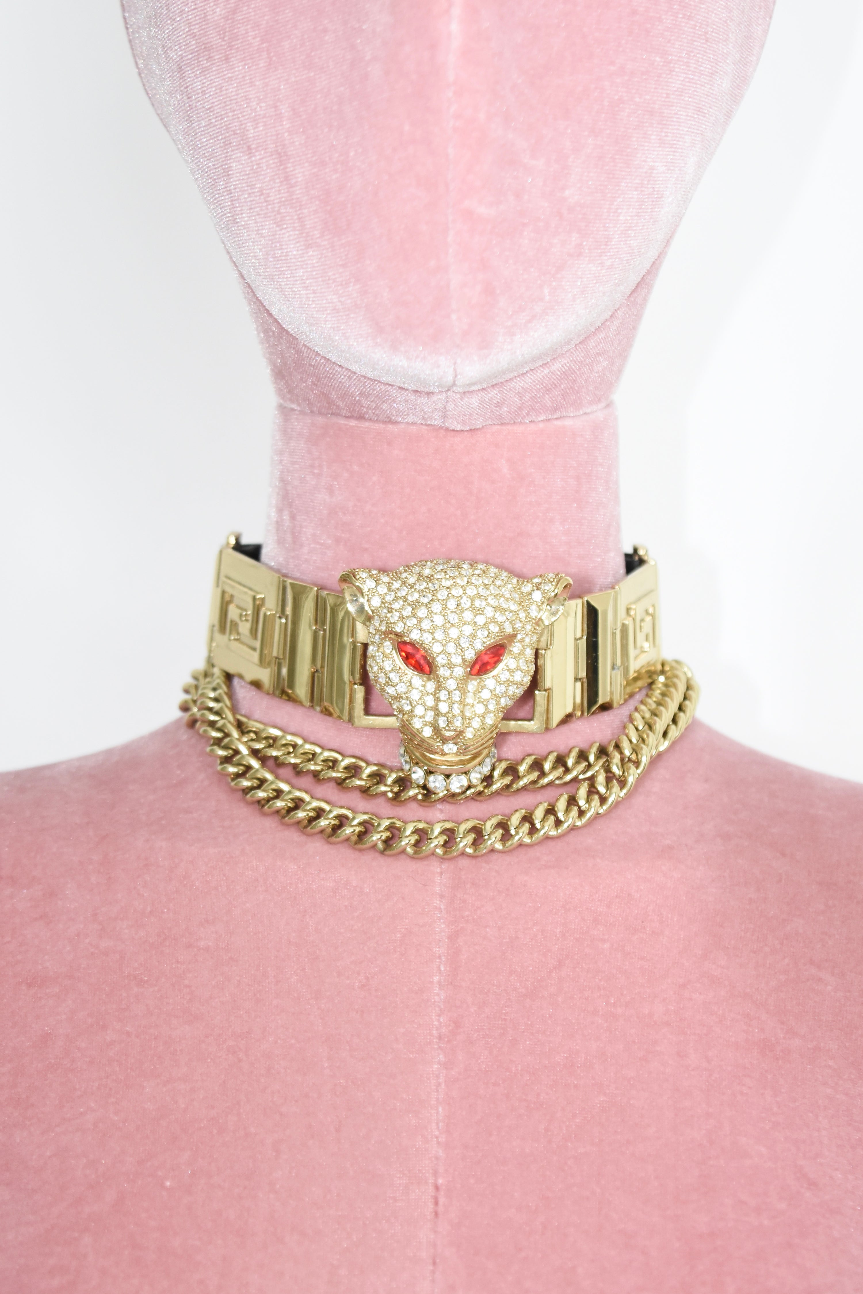 Versace × H&M Crystal Panther Head Chain Choker – 2011 Limited Collaboration Piece
