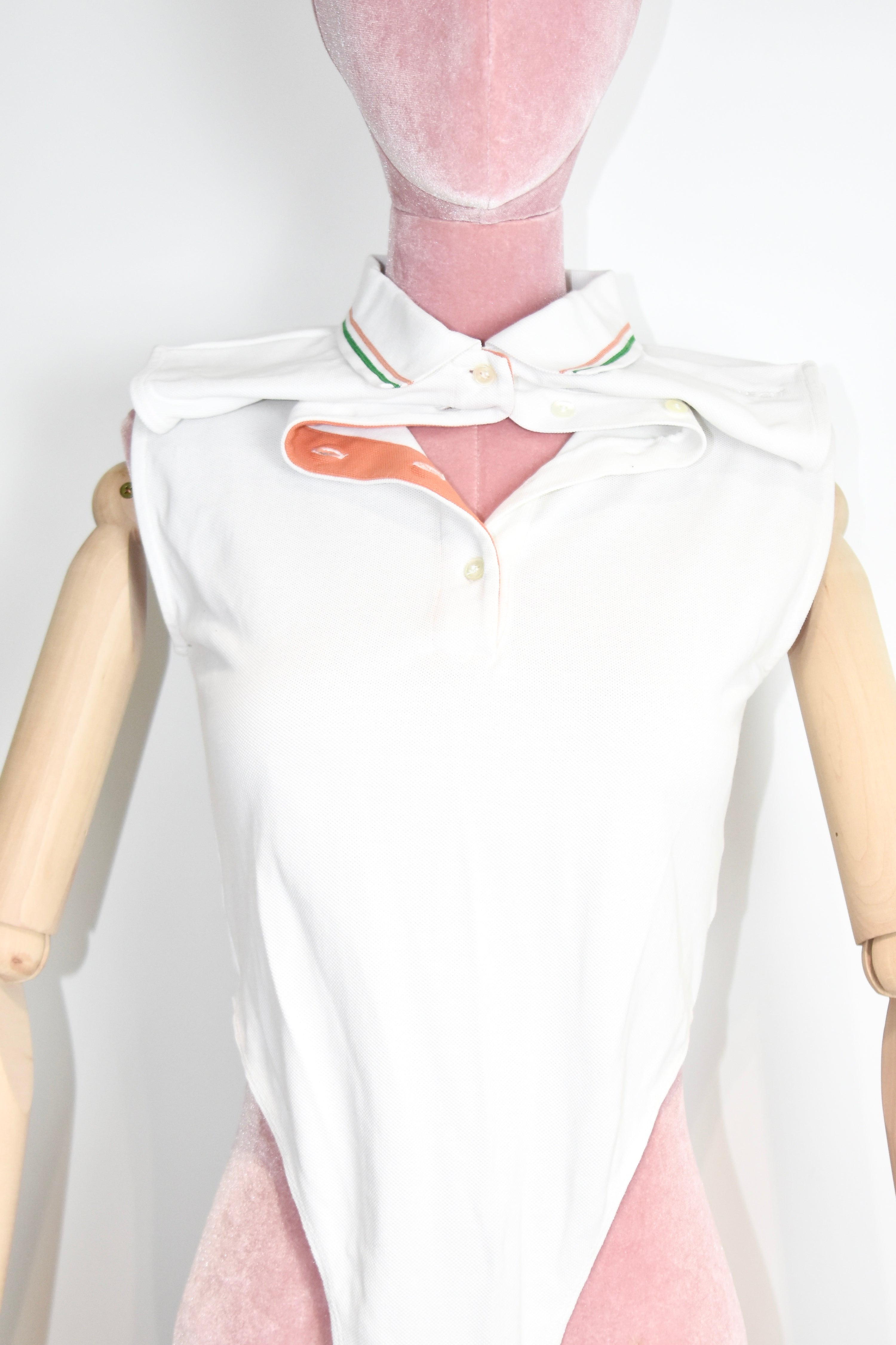 Y/Project Layered Collar Polo Bodysuit – Deconstructed White Cotton Design