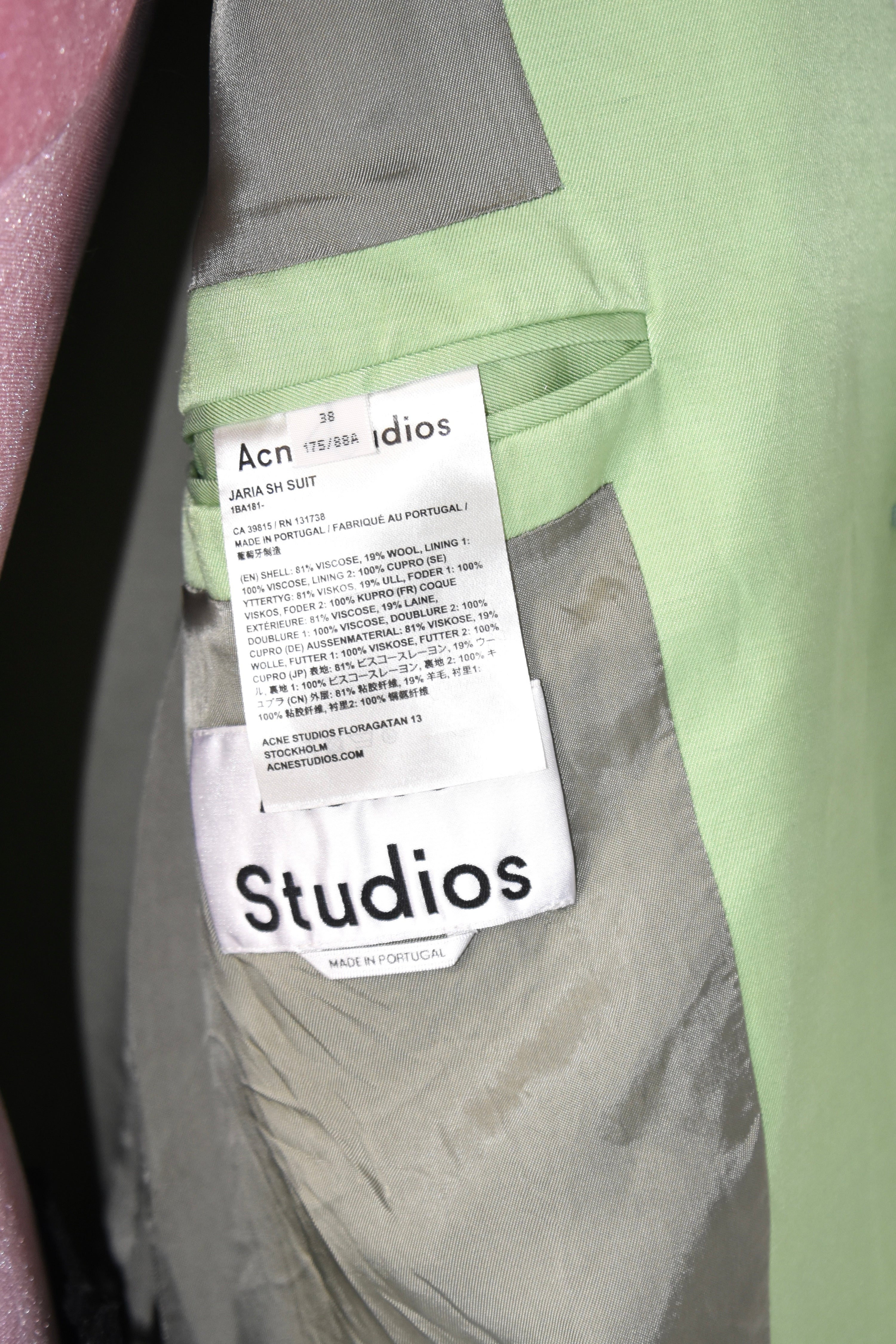 Acne Studios Lime Green Tailored Blazer – Portugal Made Structured Suit Jacket
