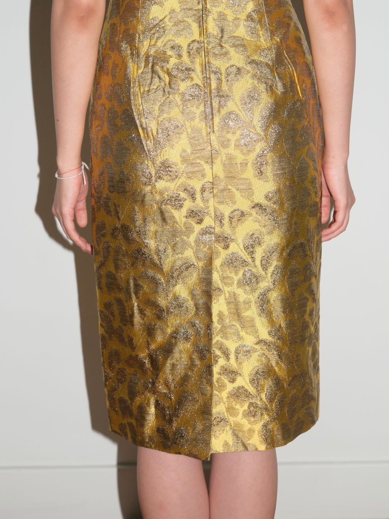 Prada Gold Brocade Sculptural Dress