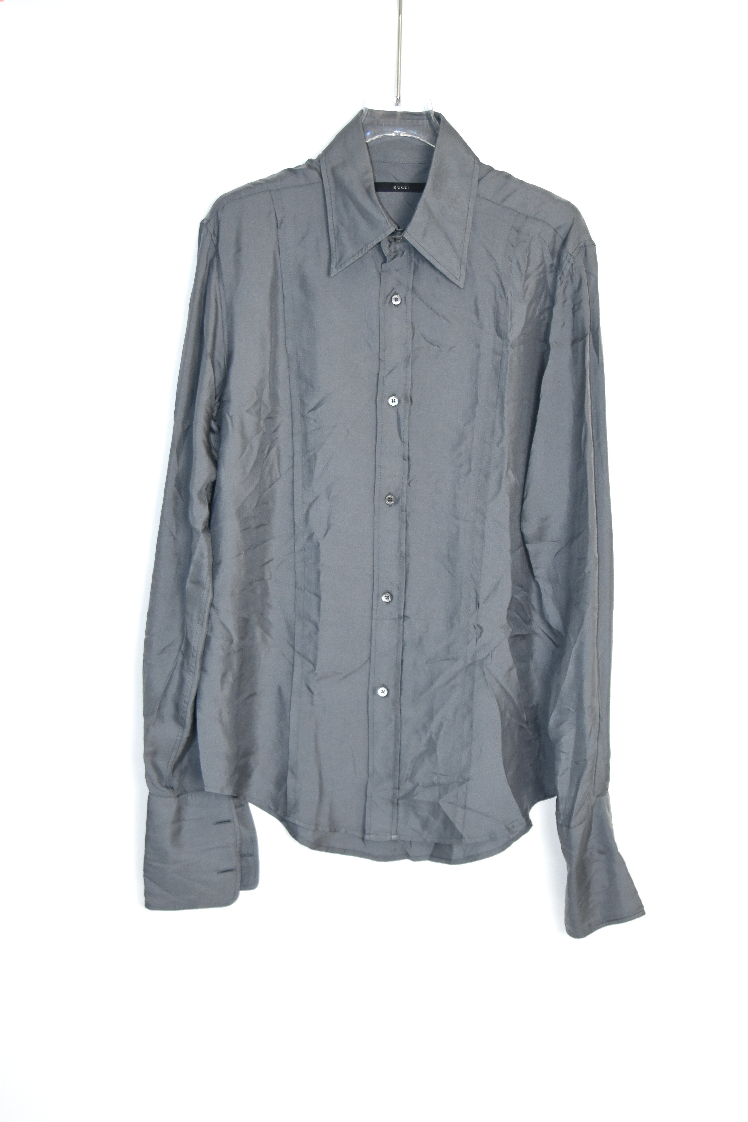 Gucci by Tom Ford 1990s–Early 2000s Grey Silk Tailored Shirt – Archive Minimalist Runway Era Piece