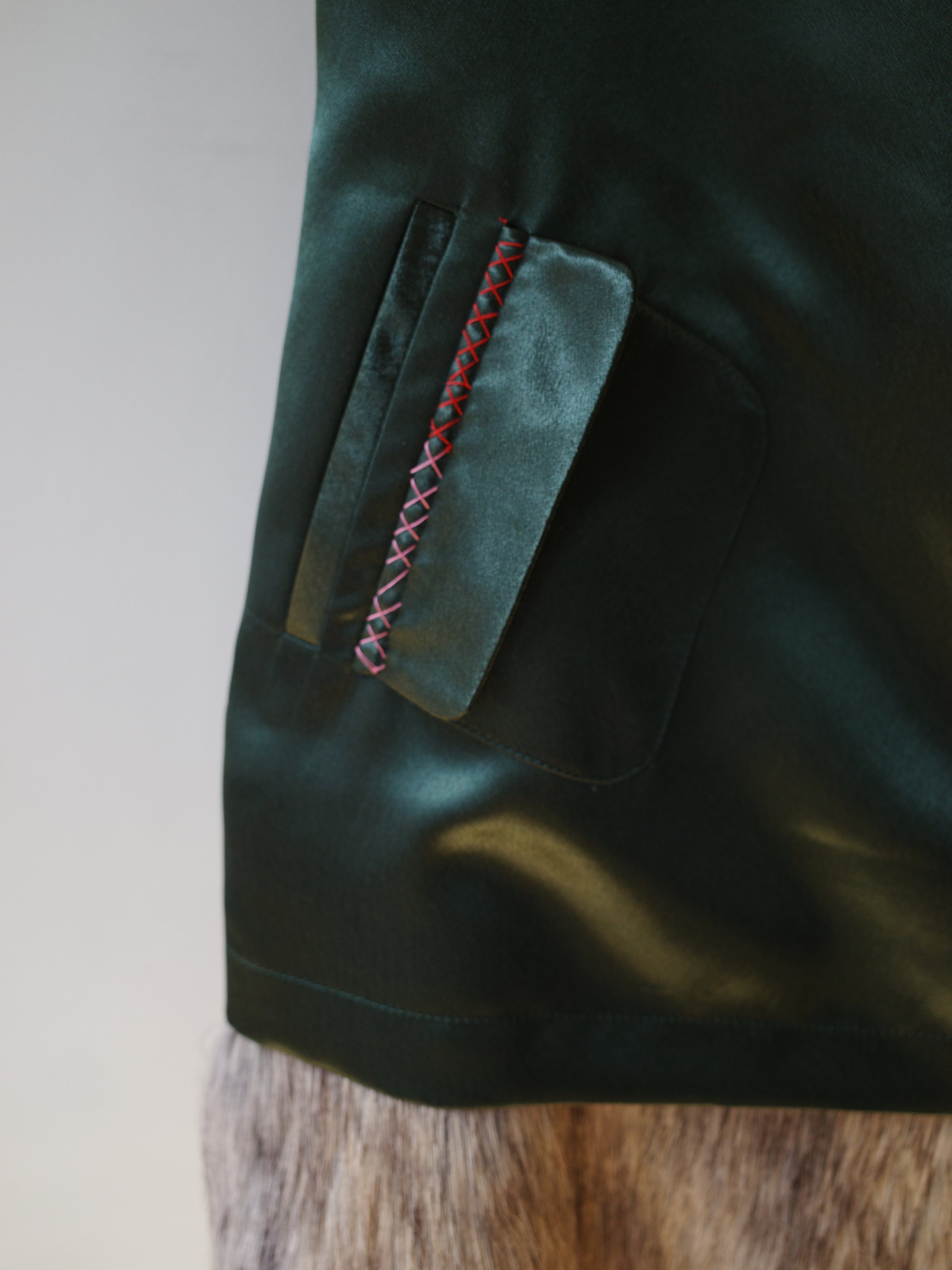YAONOVA Embellished Satin & Faux Fur Dress