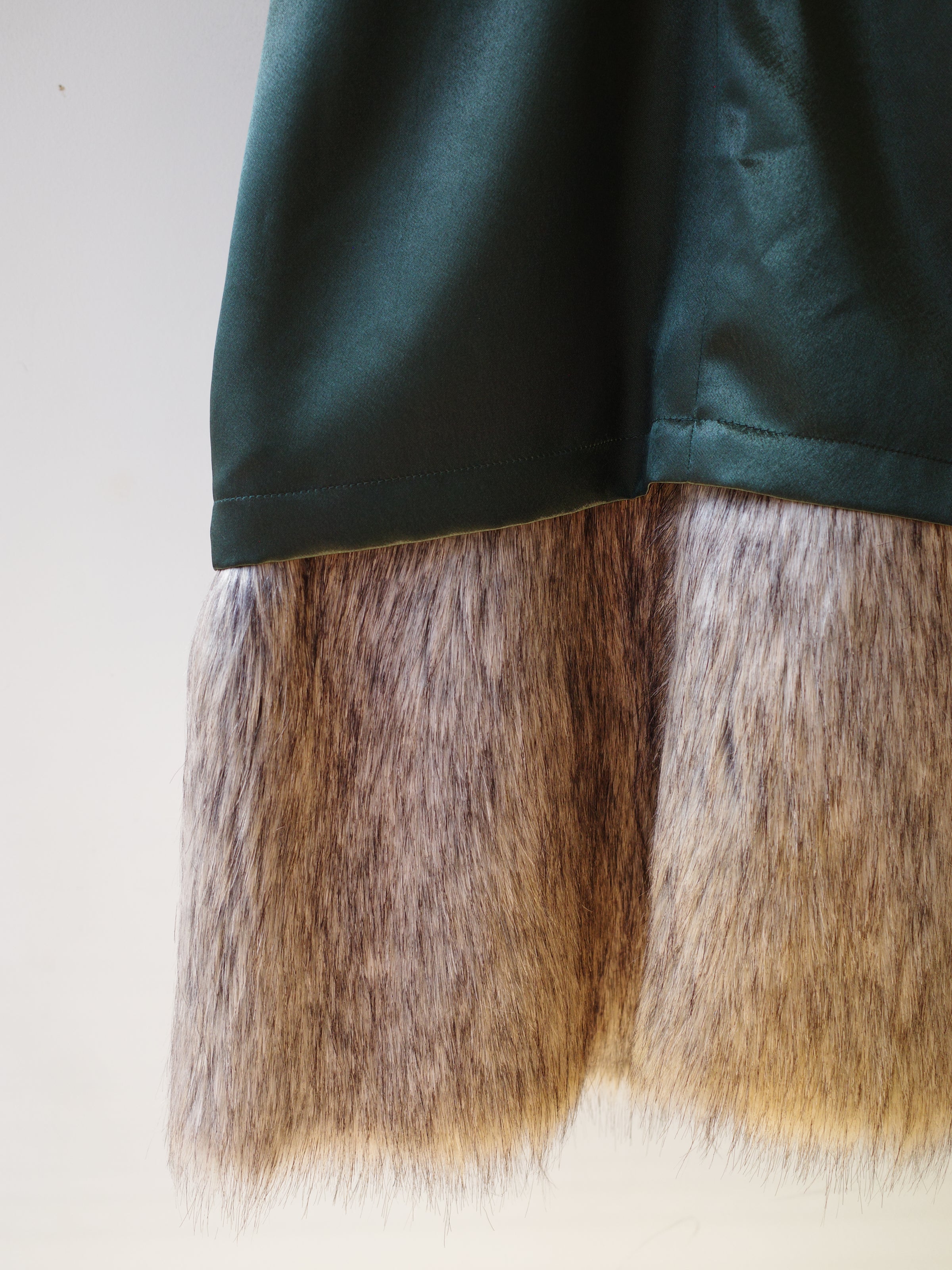YAONOVA Embellished Satin & Faux Fur Dress