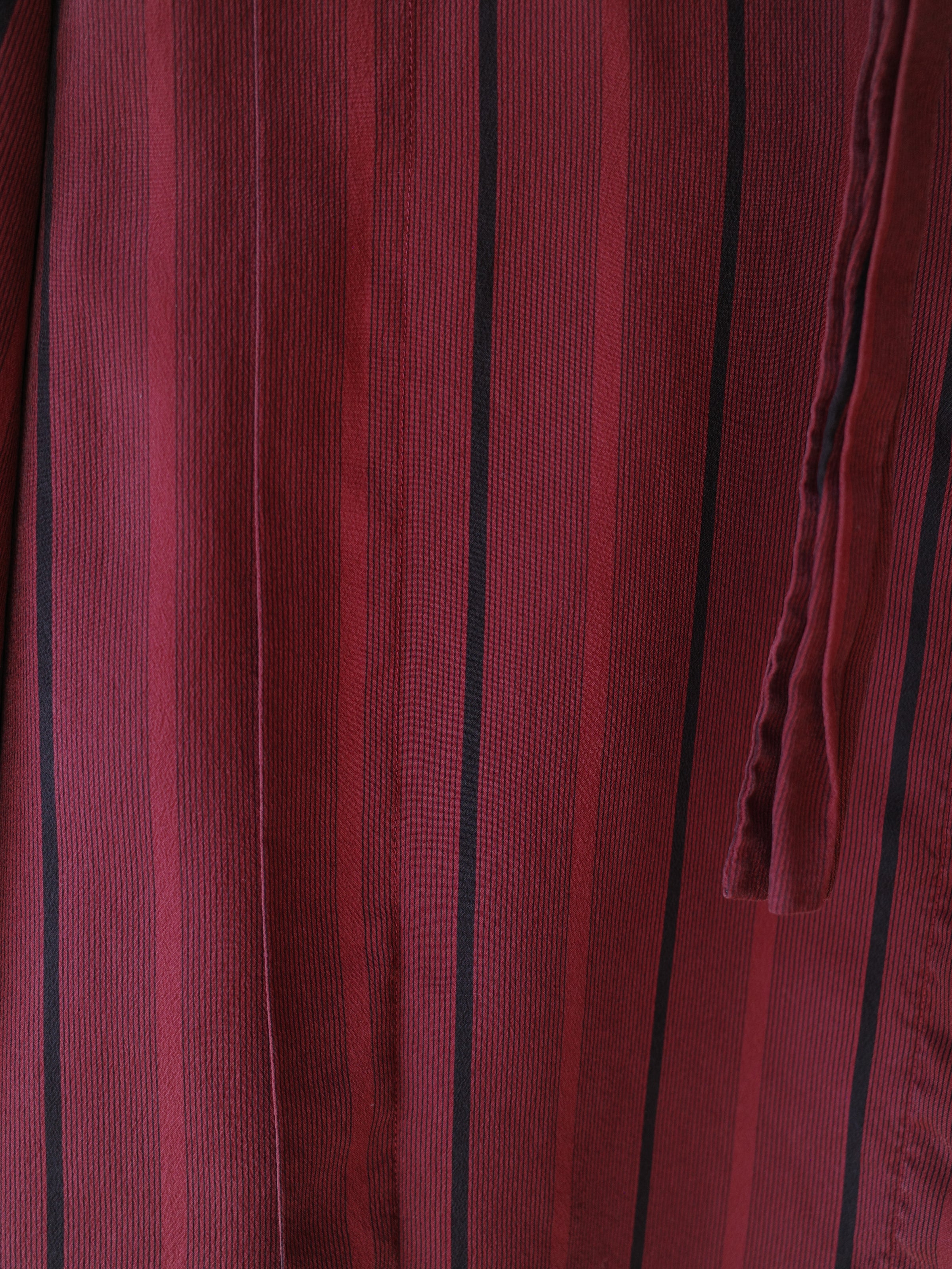 Gucci Vintage Burgundy Silk Stripe Tie Blouse