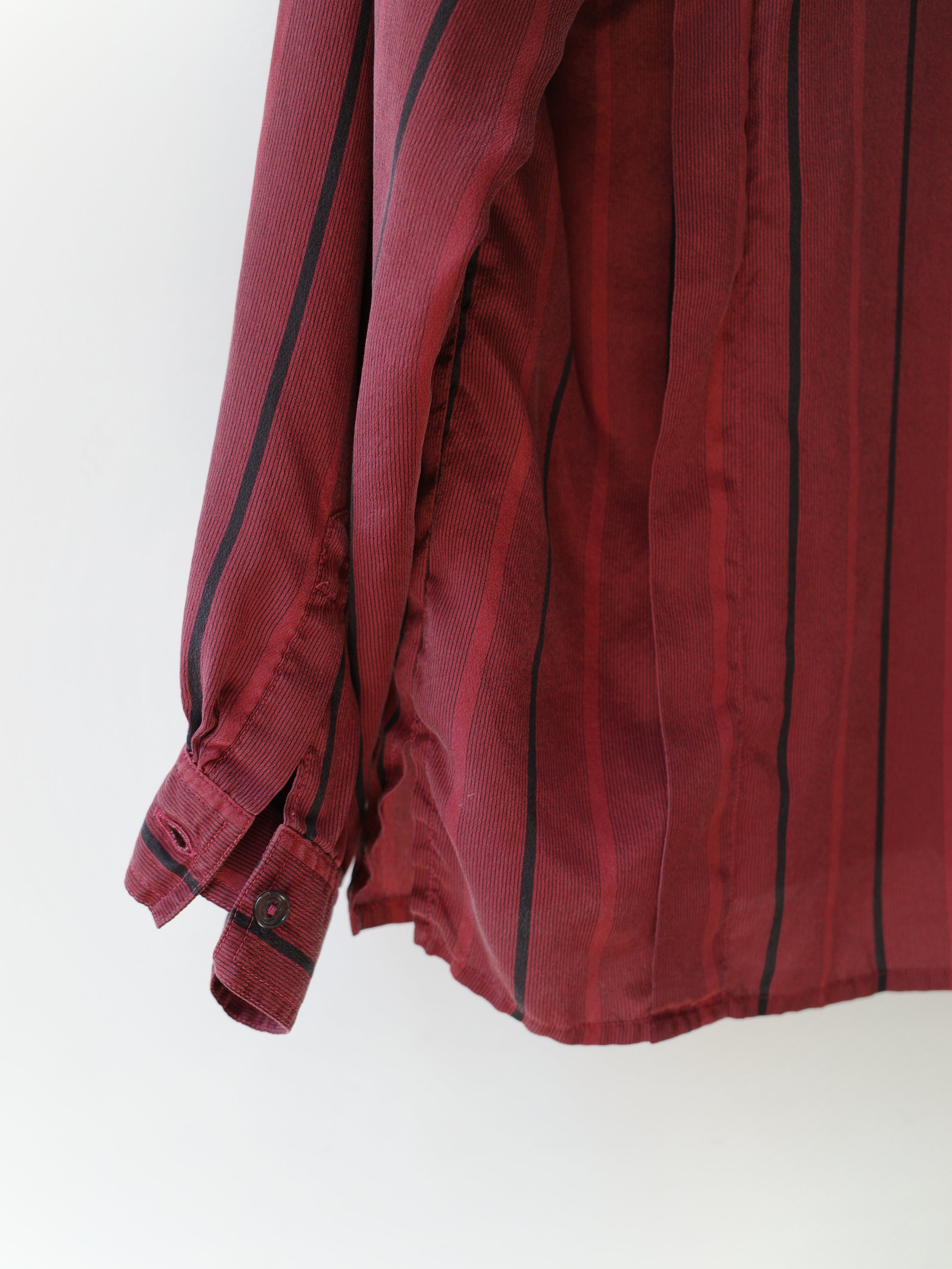 Gucci Vintage Burgundy Silk Stripe Tie Blouse