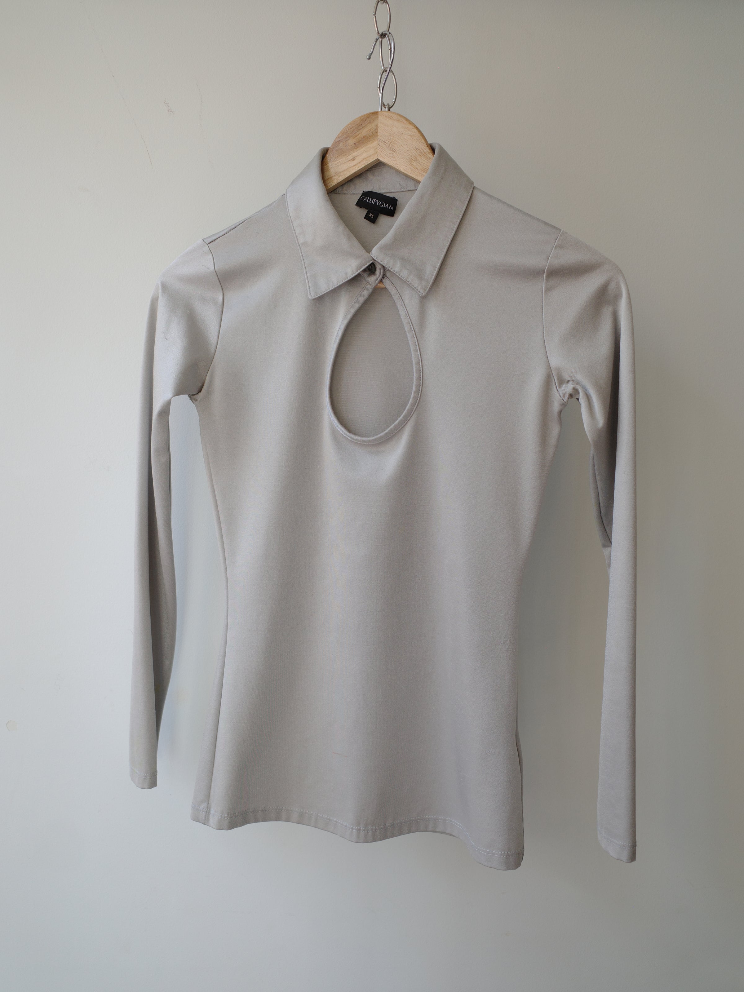 Callipygian Silver Jersey Cutout Top