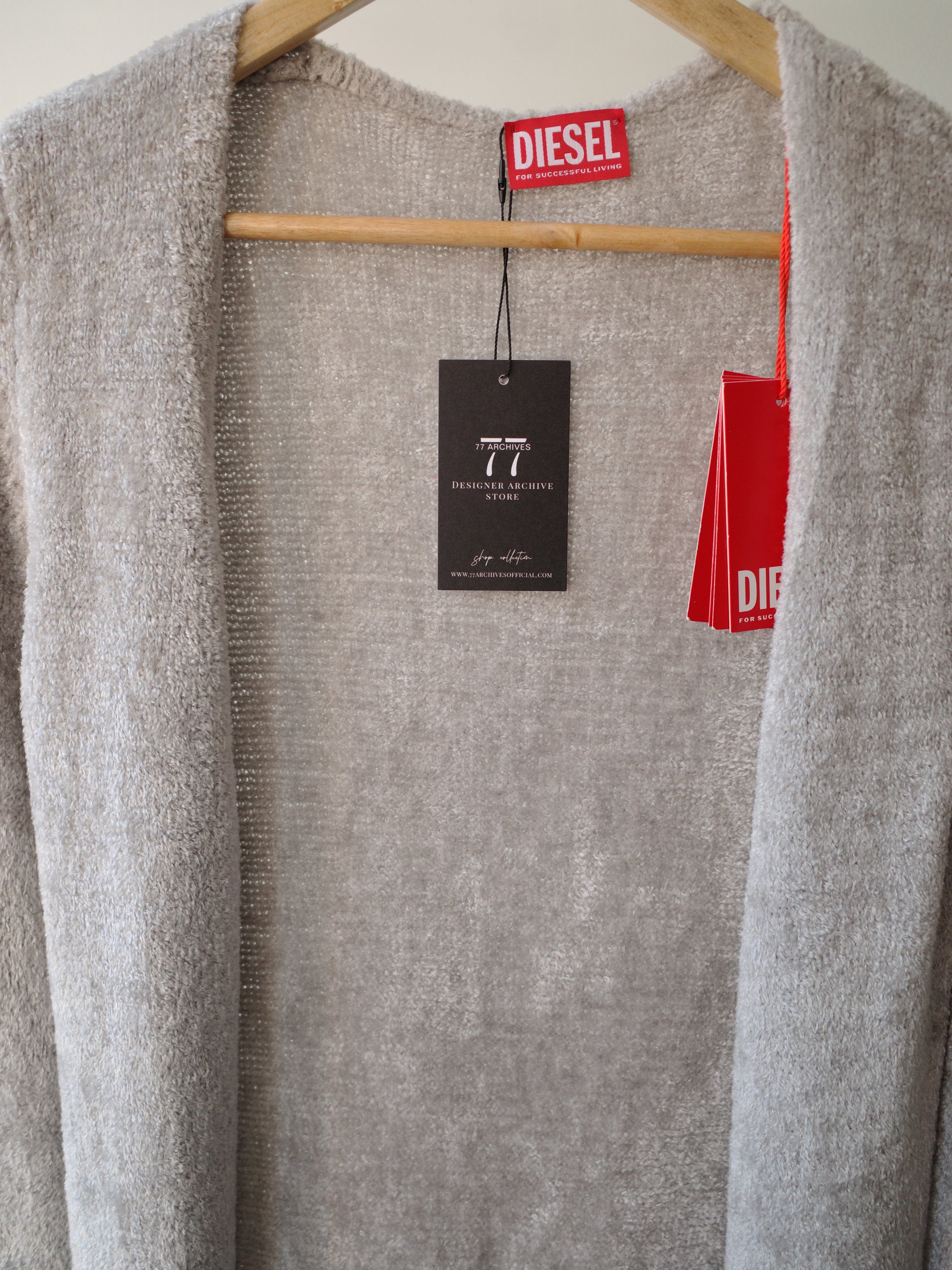 Diesel Long Grey Knit Duster Cardigan