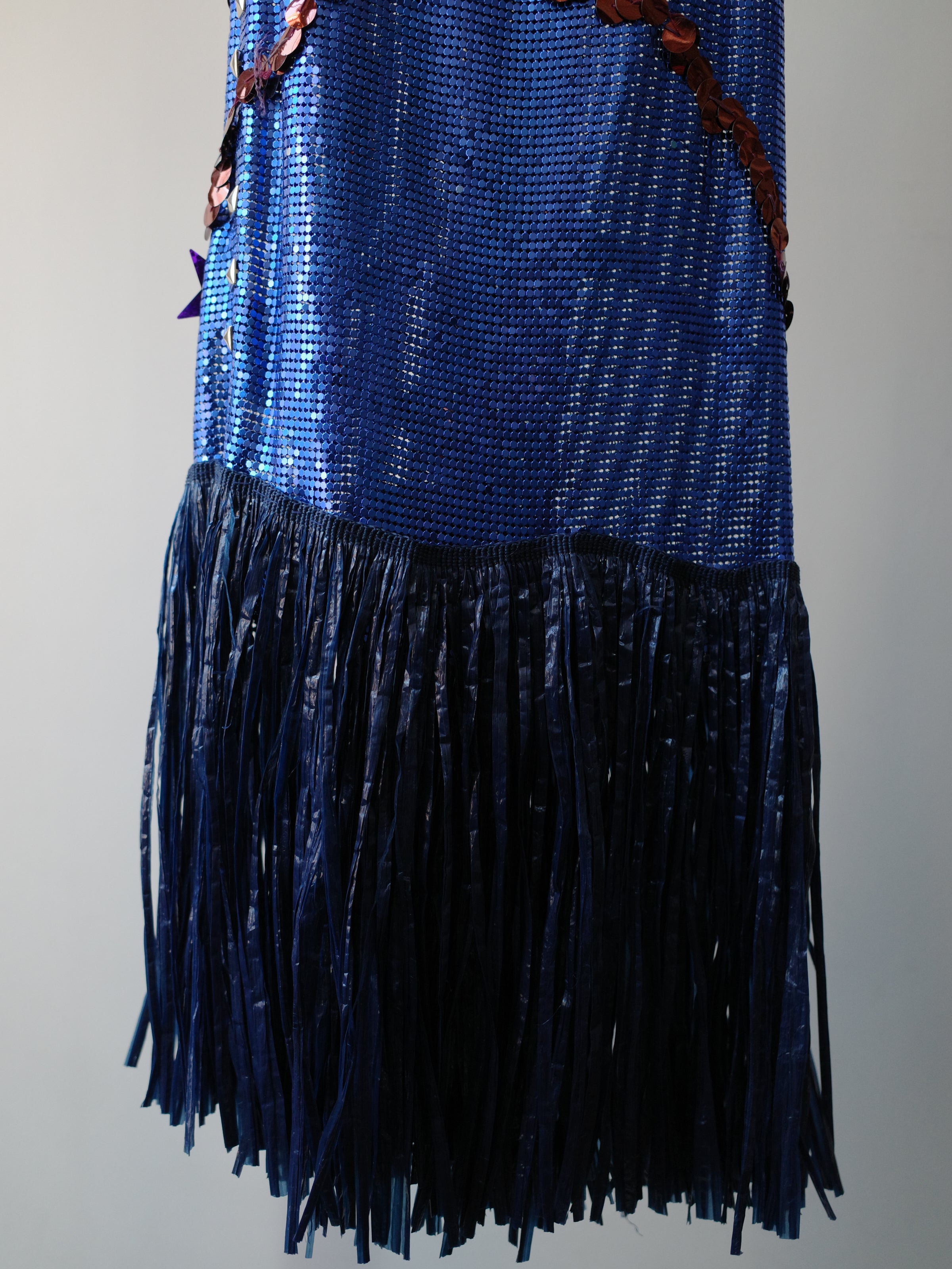 YAONOVA Blue Chainmail Fringe Dress