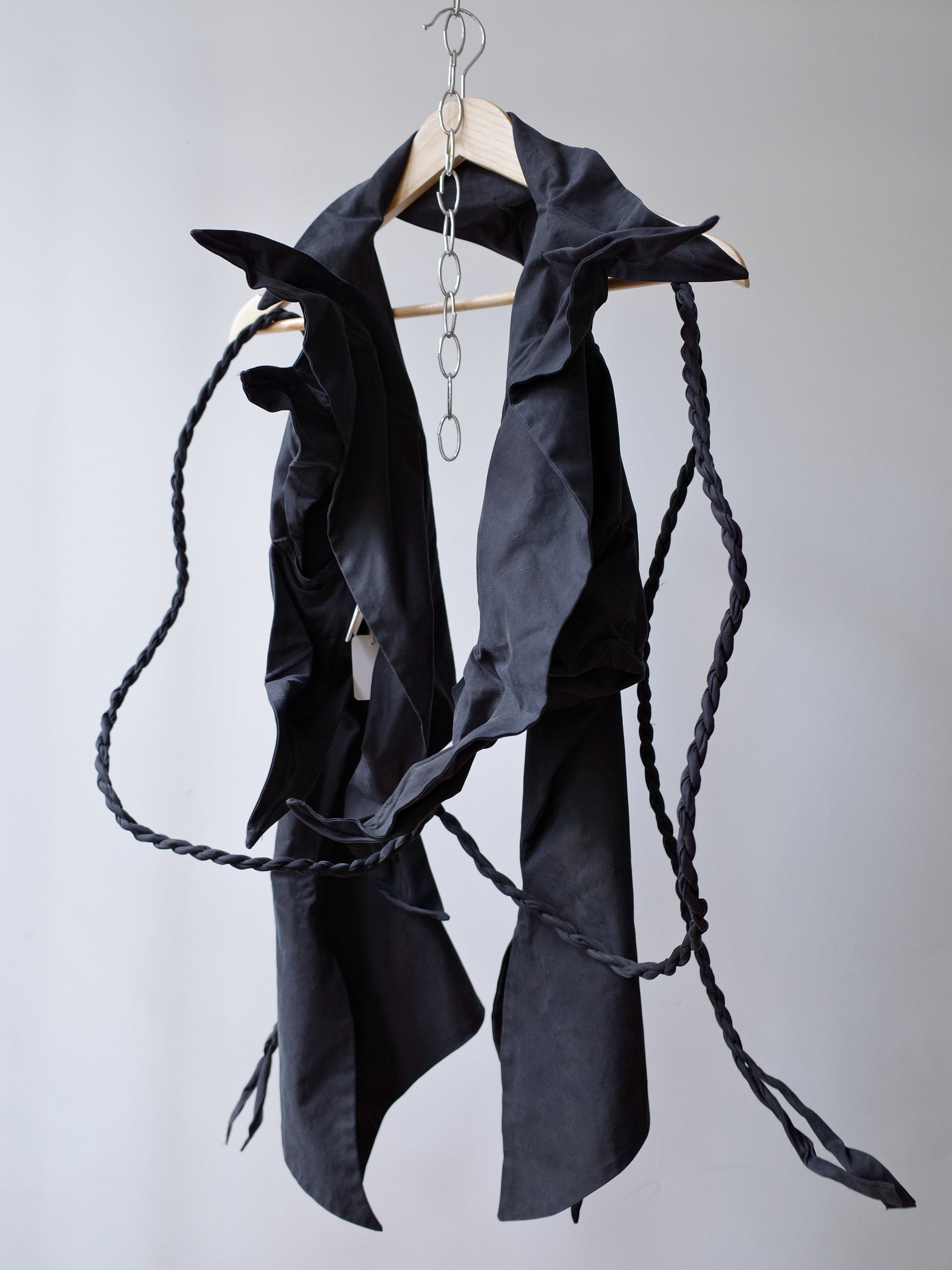Yohji Yamamoto Origami-Collar Vest with Twisted Cord Belt