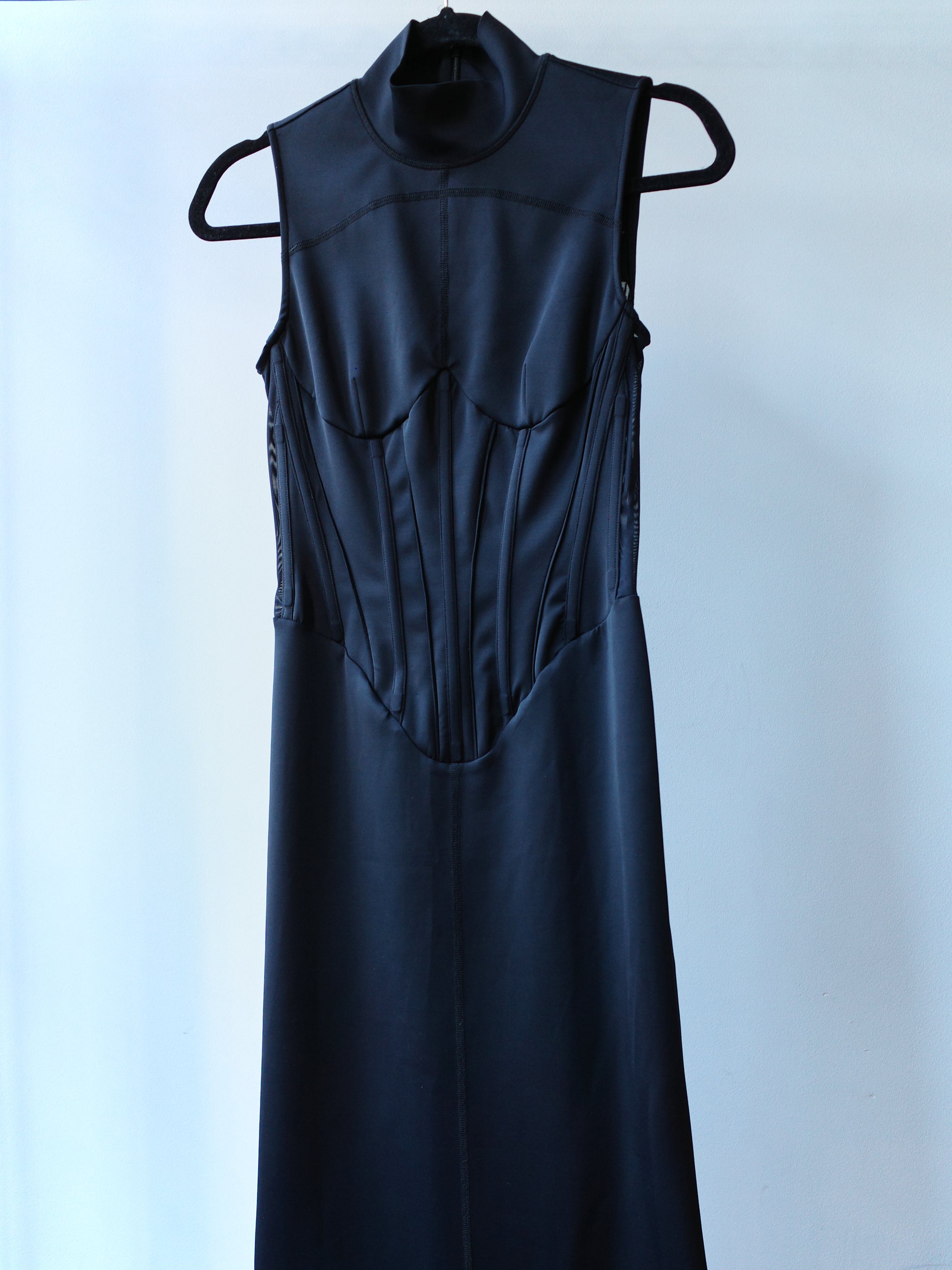 OVER RANGE Jersey Corset-Panel Mesh Back Dress