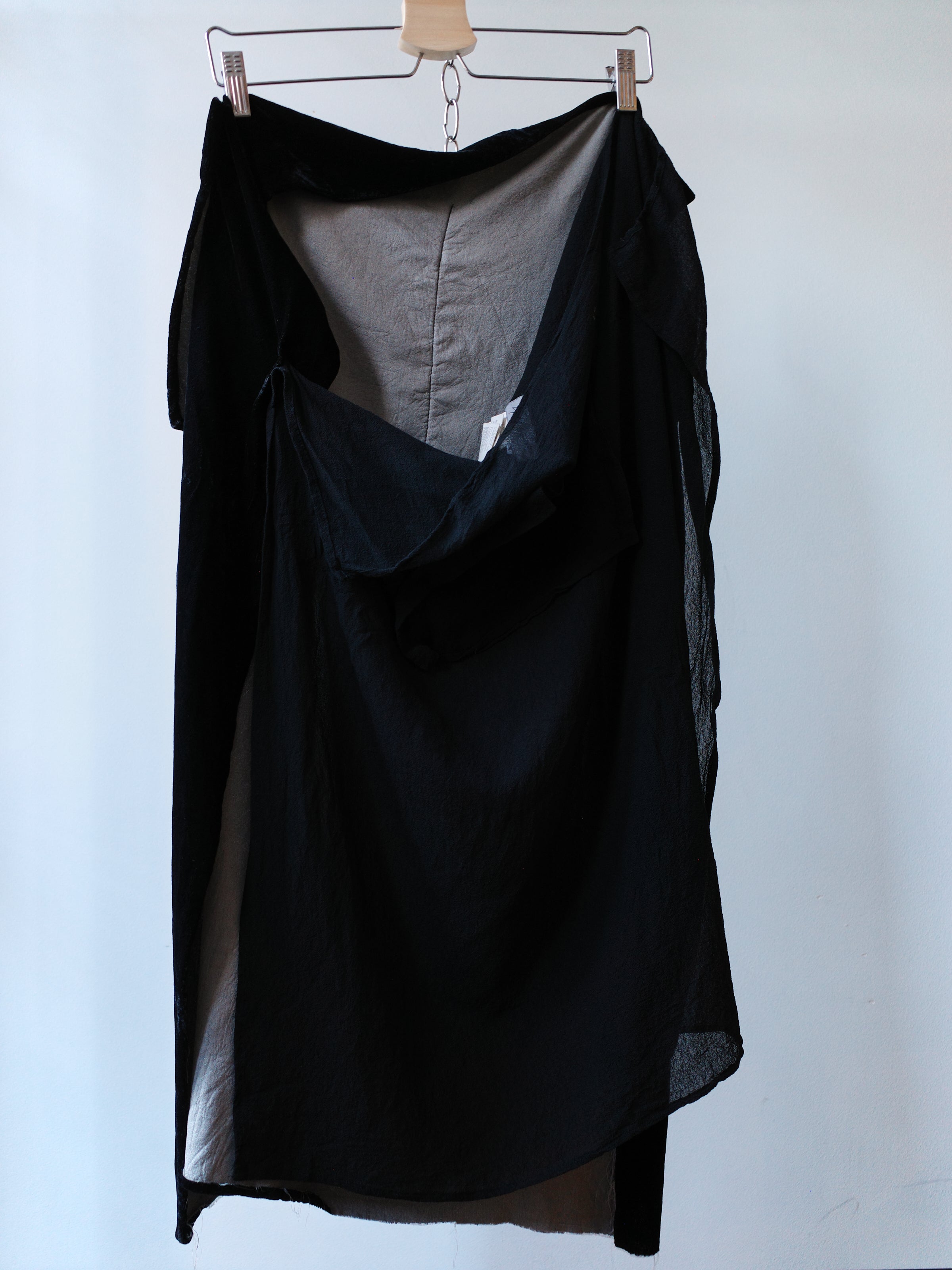 Yohji Yamamoto Velvet Draped Apron Skirt