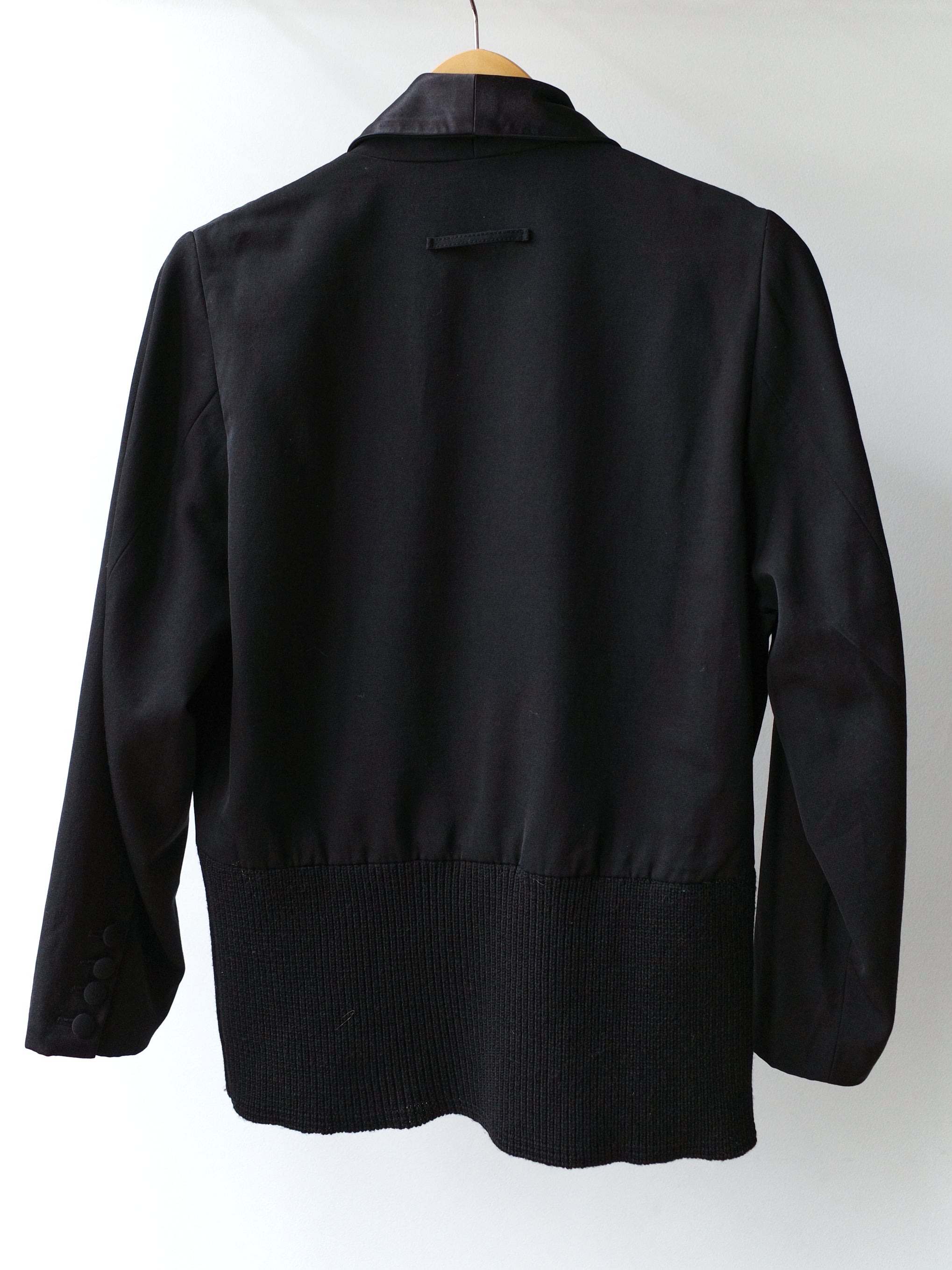 Jean Paul Gaultier Draped Silk Collar Knit-Hem Jacket