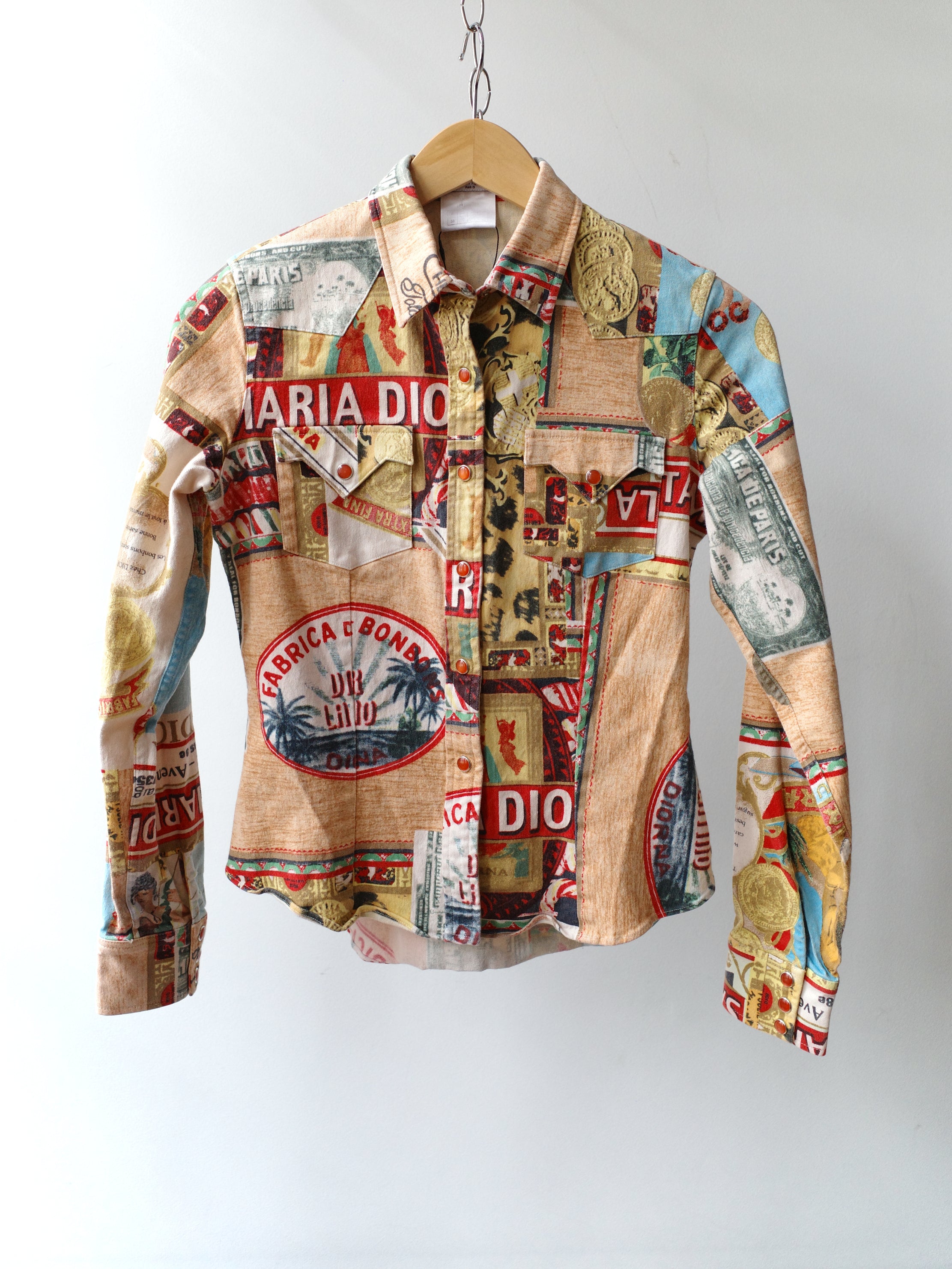 Christian Dior S/S 2002 “Rasta” Postcard-Print Denim Shirt
