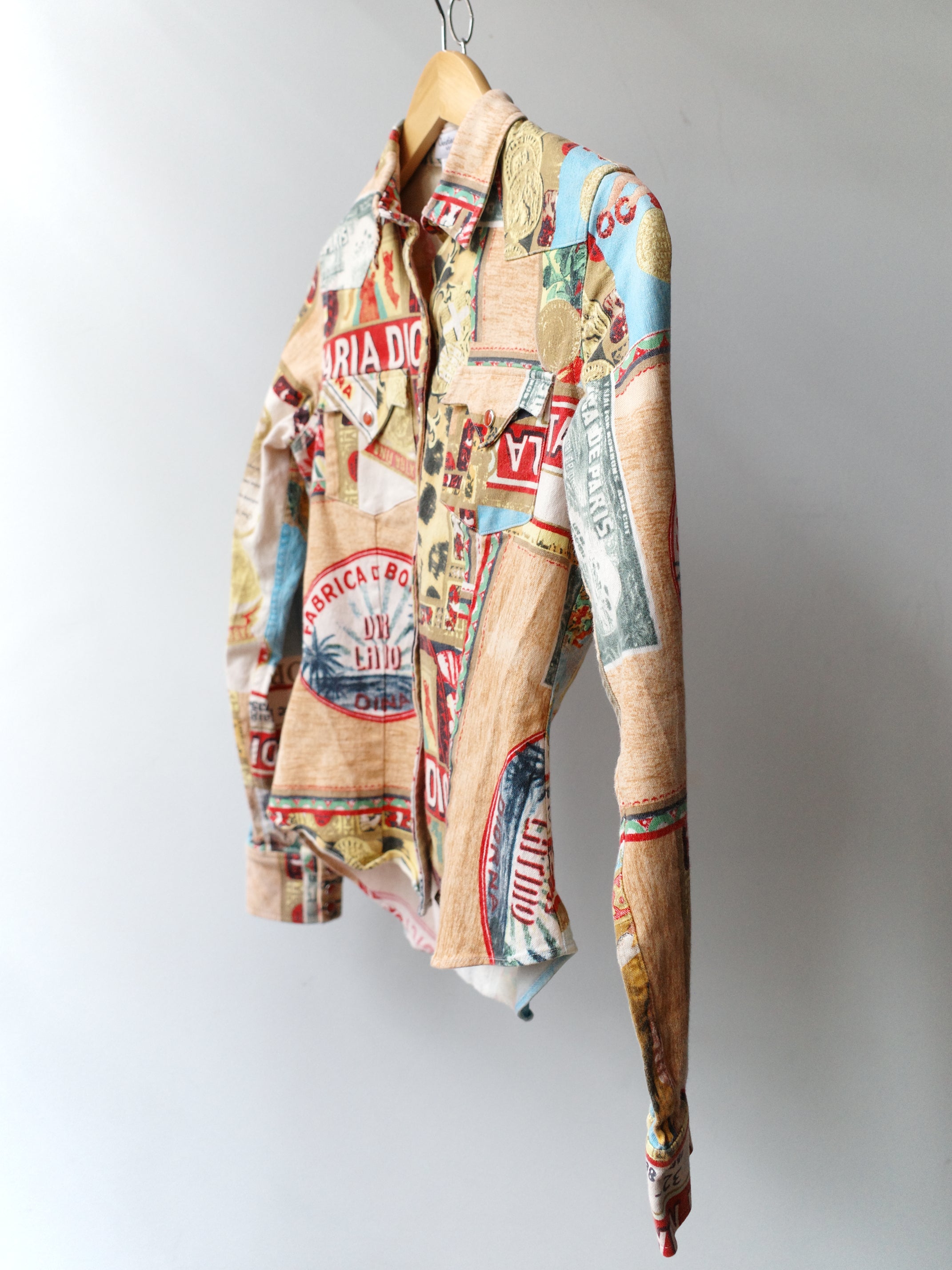 Christian Dior S/S 2002 “Rasta” Postcard-Print Denim Shirt