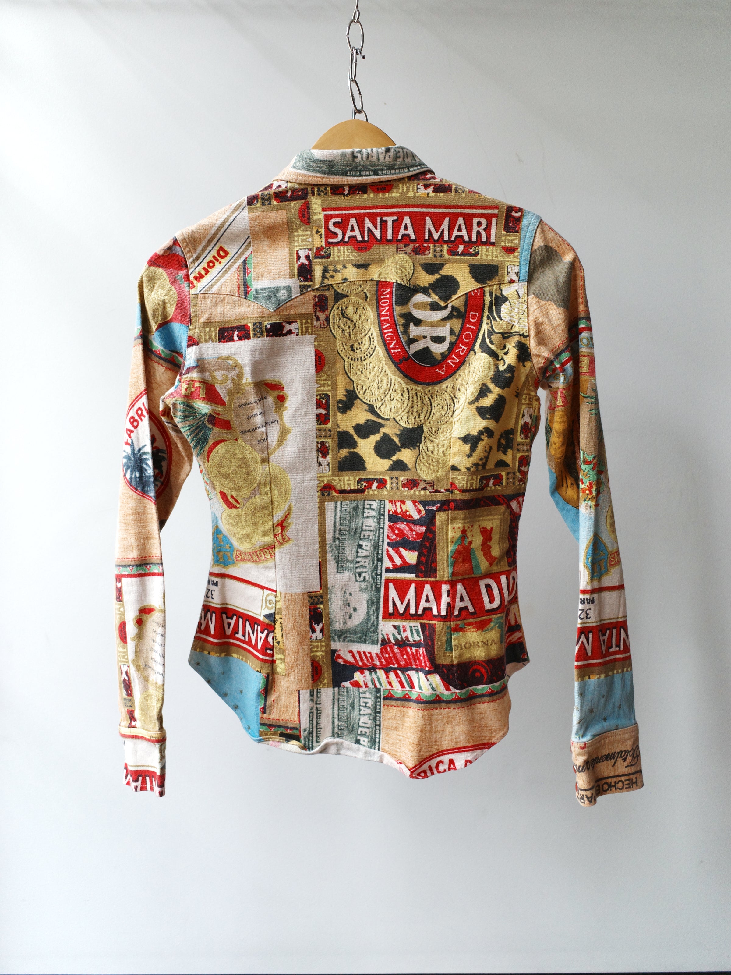 Christian Dior S/S 2002 “Rasta” Postcard-Print Denim Shirt