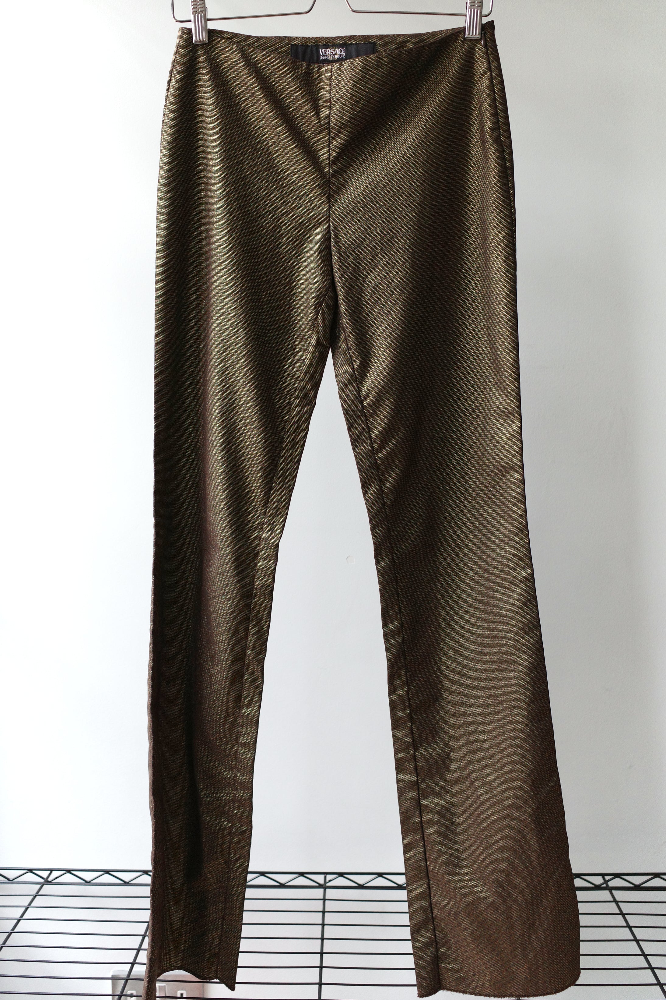 Versace Gold Metallic Straight-Leg Trousers