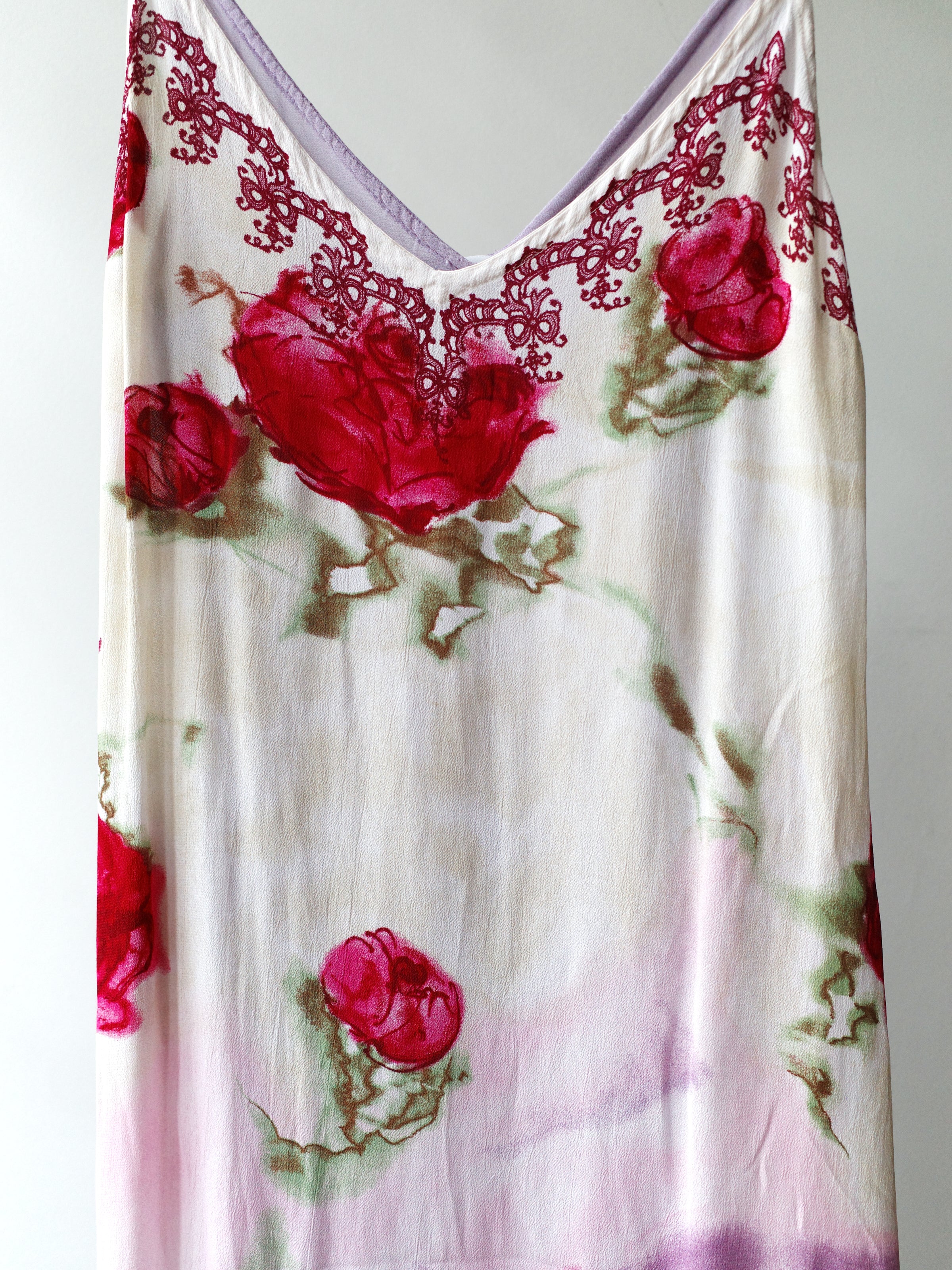 Blumarine F/W 1997 Rose-Print Layered Hooded Slip Dress