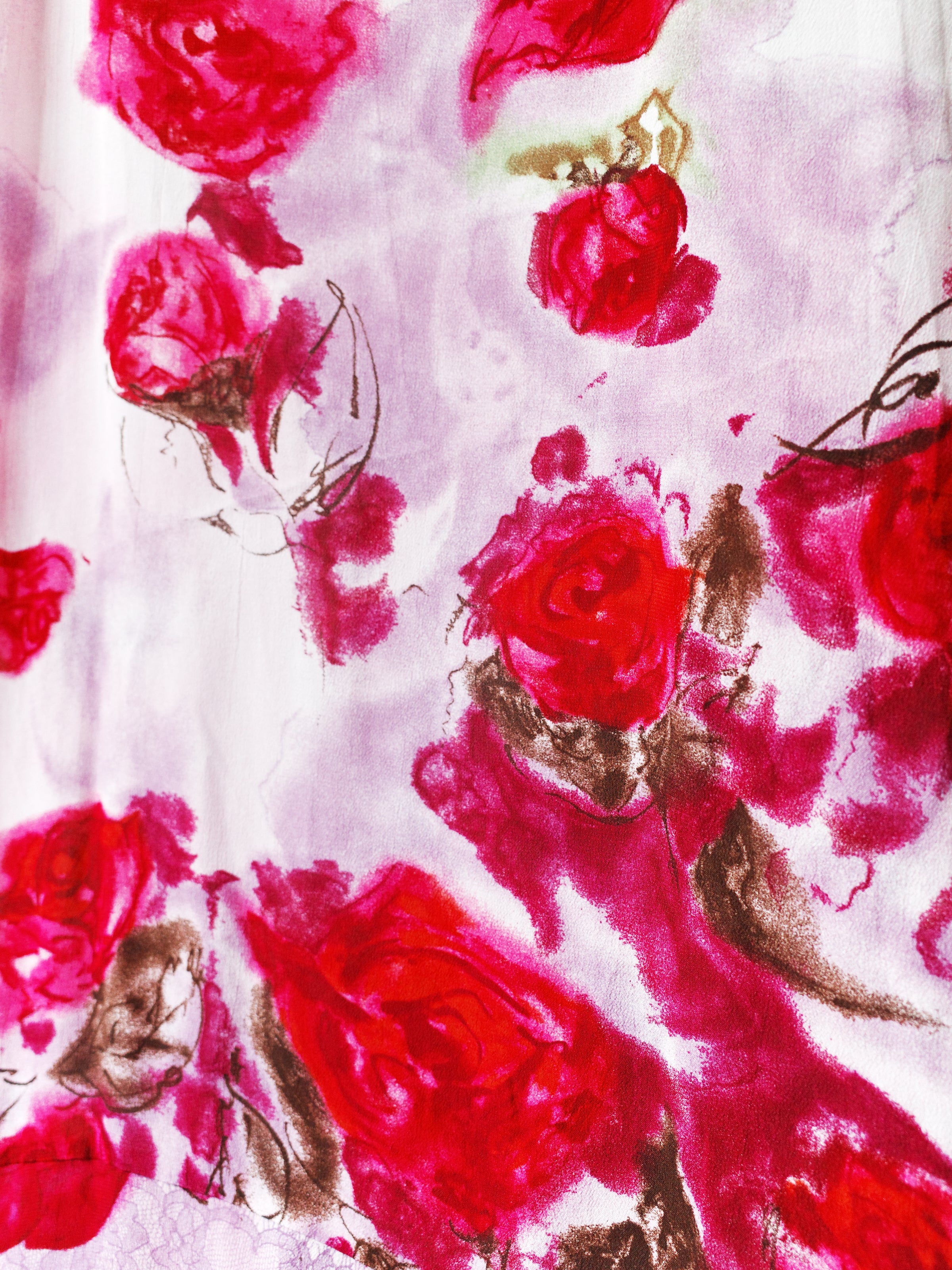 Blumarine F/W 1997 Rose-Print Layered Hooded Slip Dress