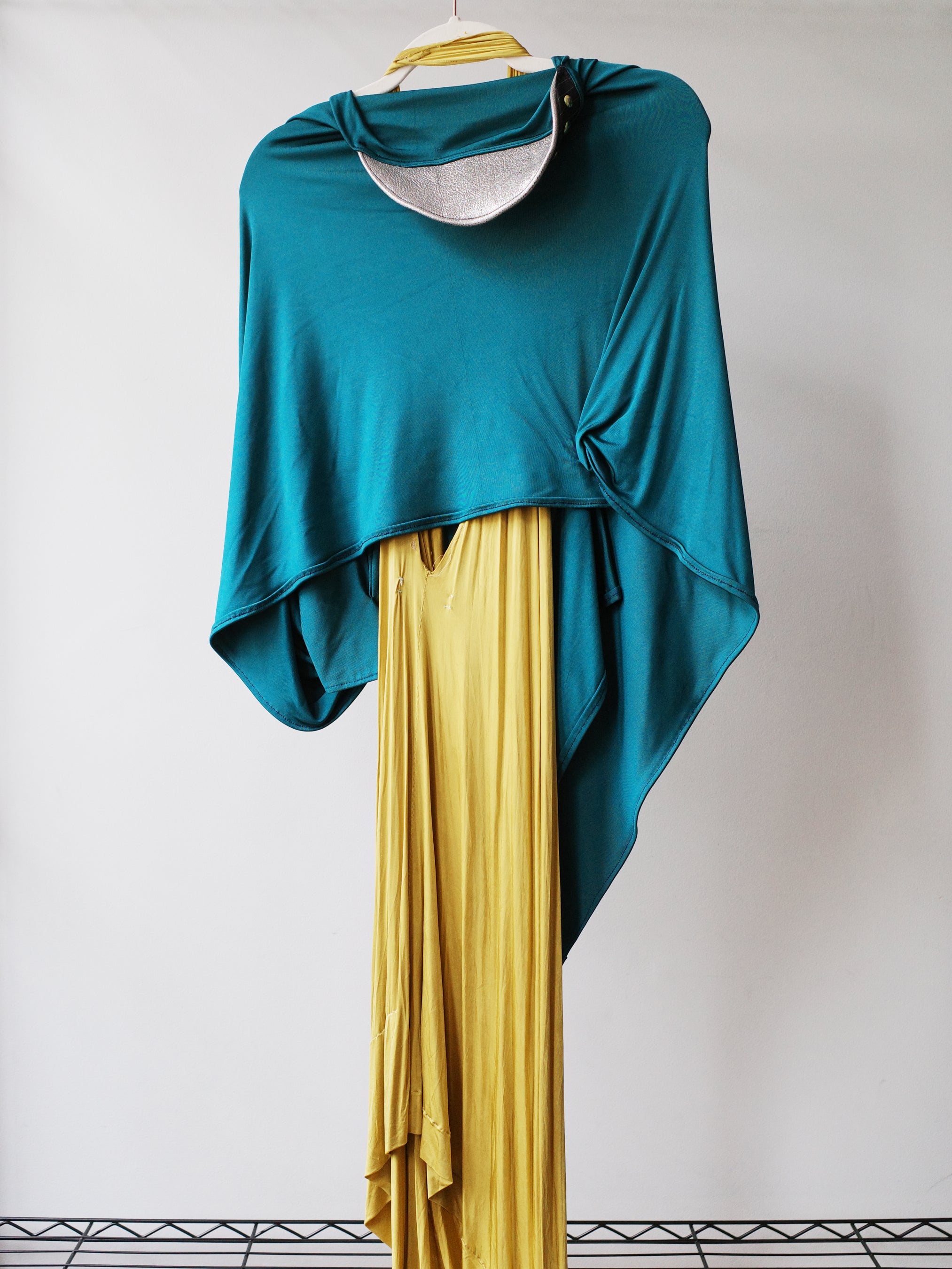 YAONOVA Teal Hooded Cape with Metallic Visor