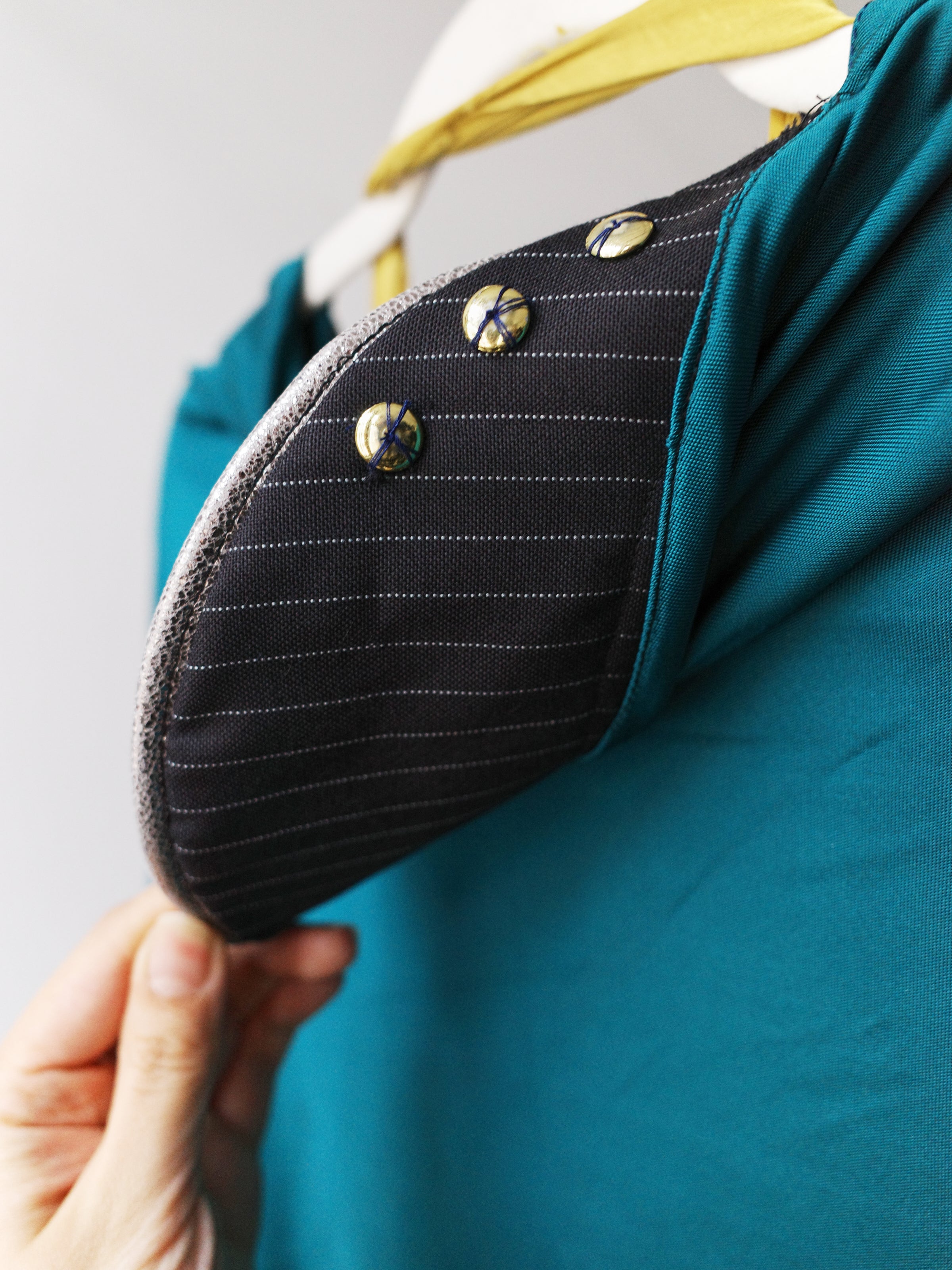 YAONOVA Teal Hooded Cape with Metallic Visor