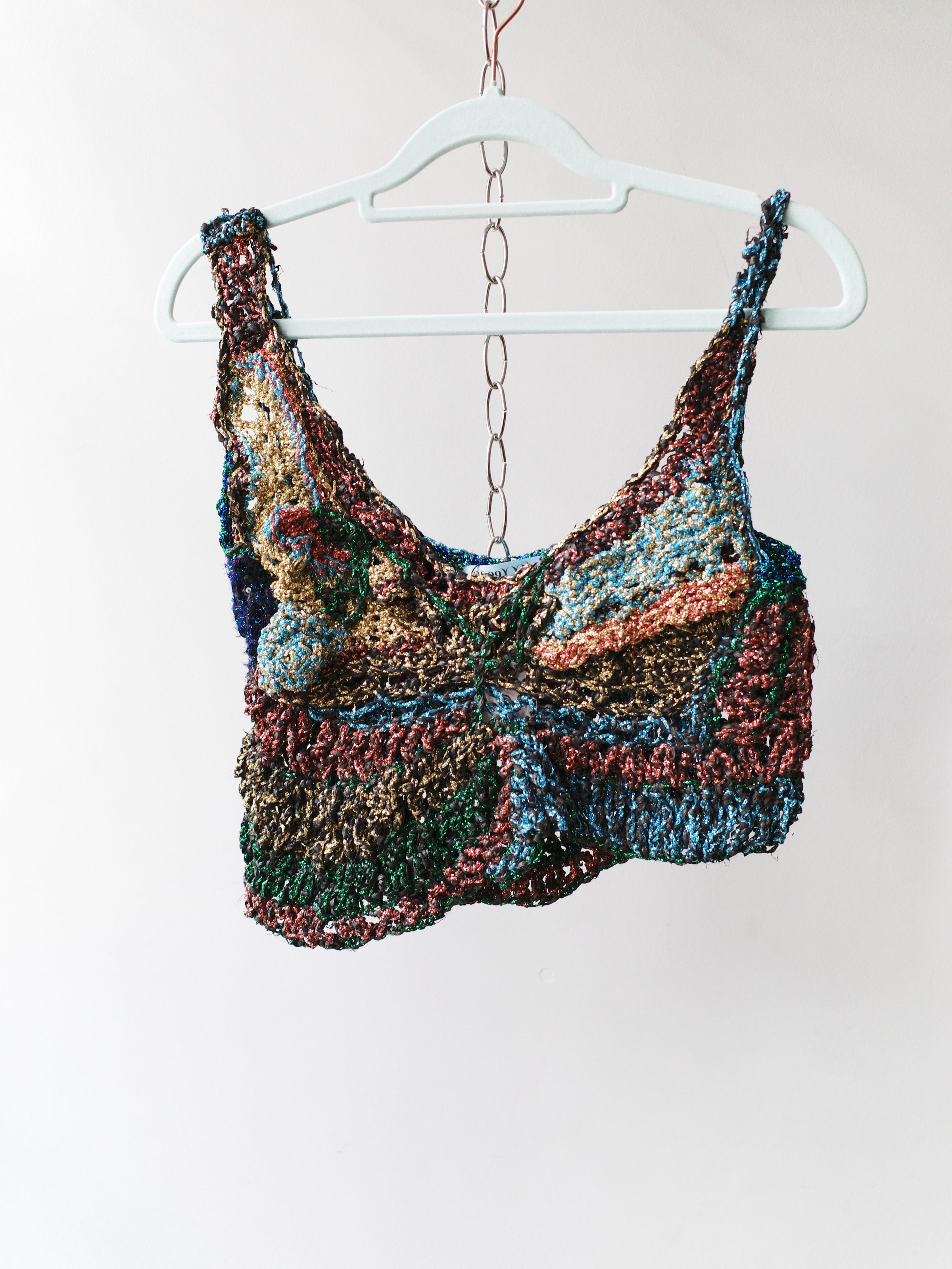 YAONOVA Hand-Crocheted Metallic Yarn Top