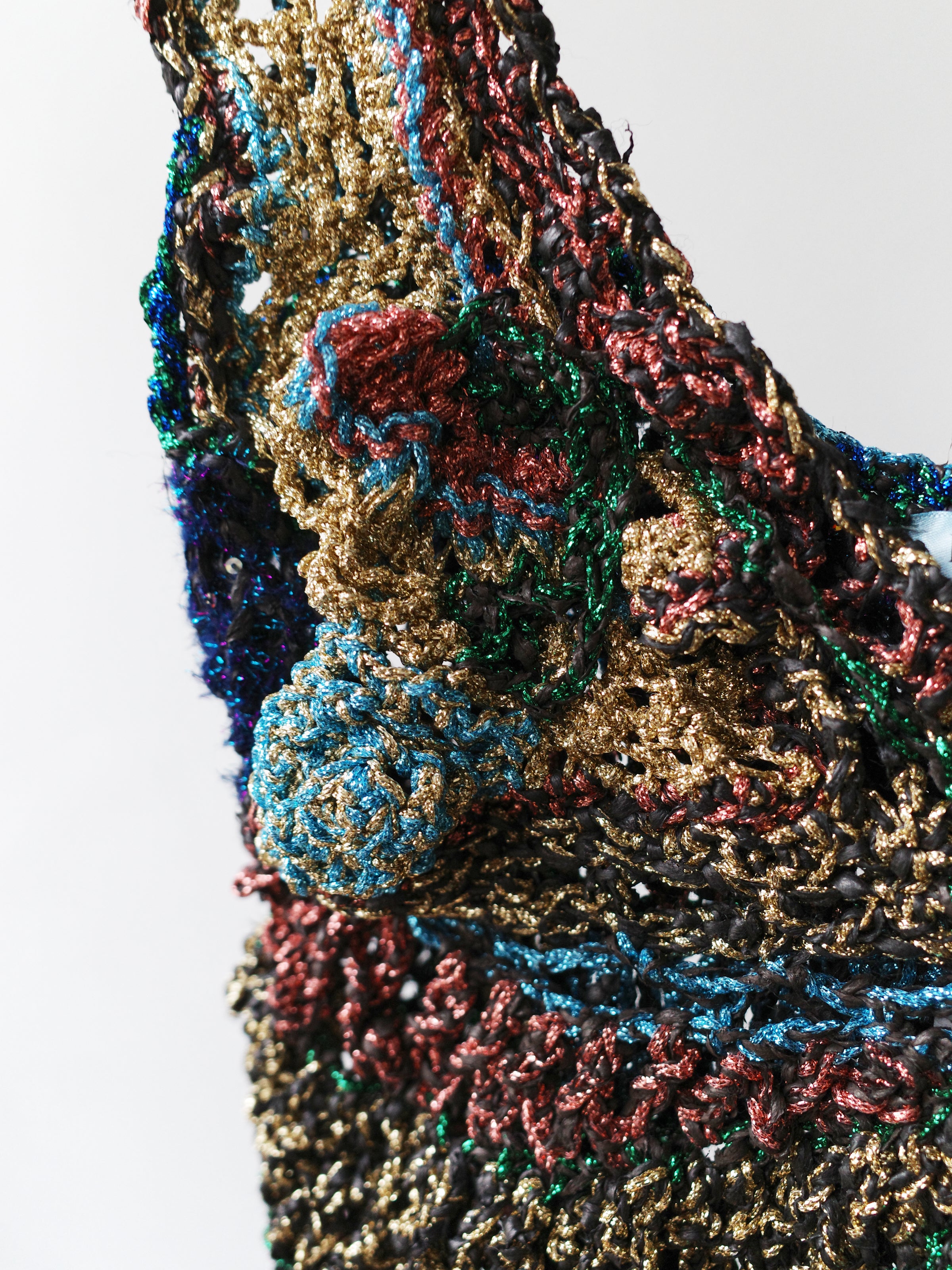YAONOVA Hand-Crocheted Metallic Yarn Top