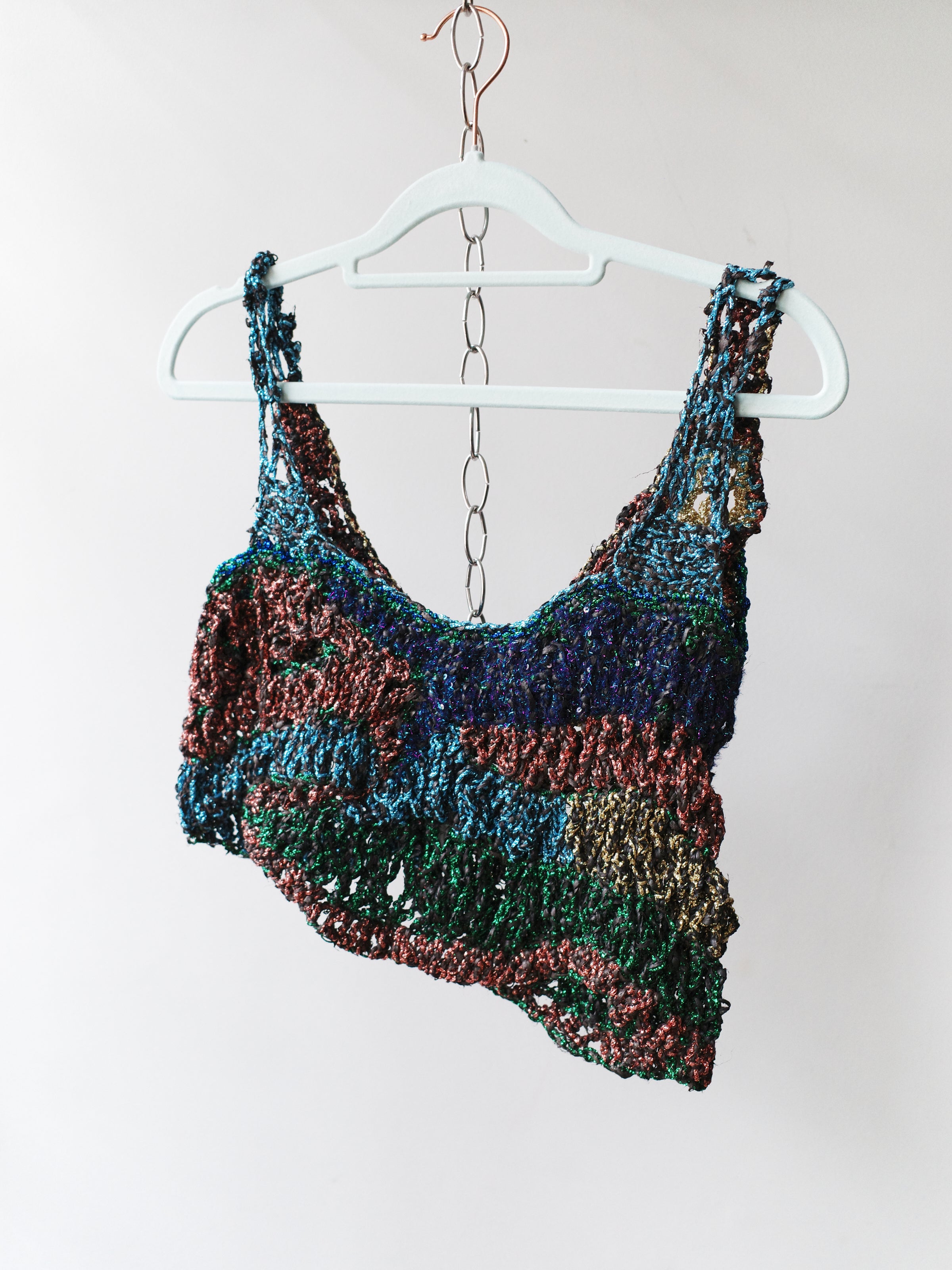 YAONOVA Hand-Crocheted Metallic Yarn Top