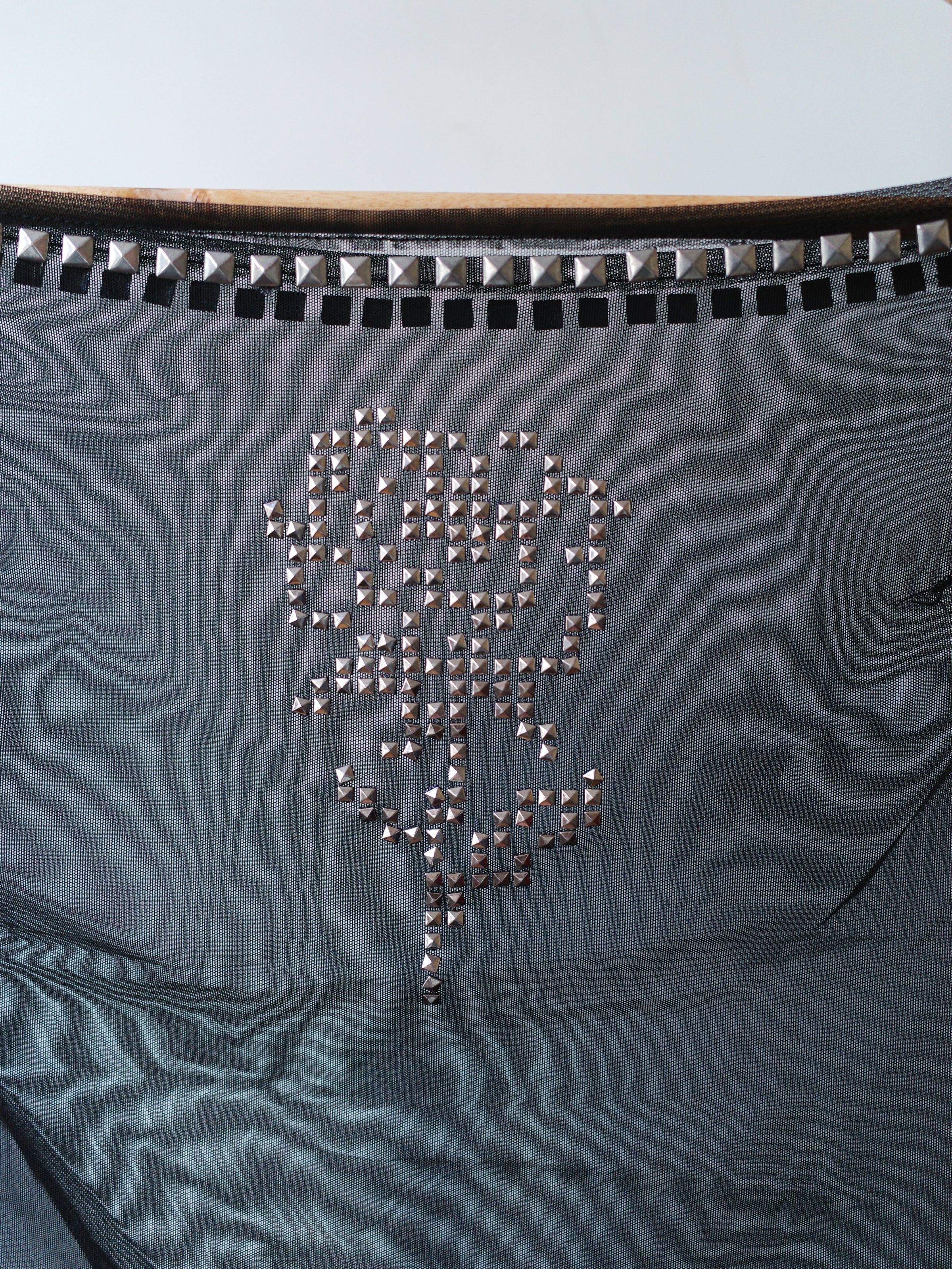 OVER RANGE Rose Studded Mesh Long Sleeve Top