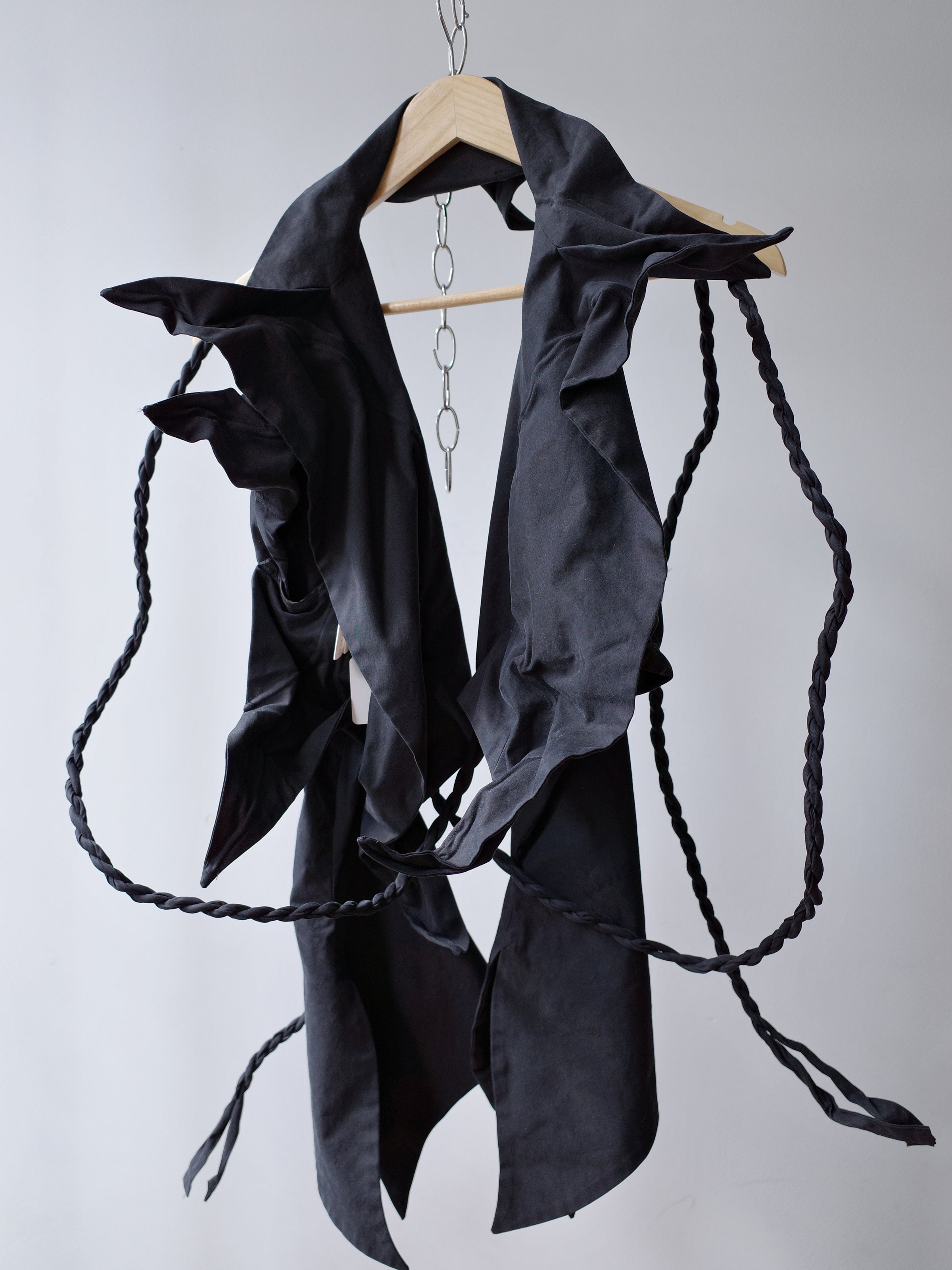 Yohji Yamamoto Origami-Collar Vest with Twisted Cord Belt