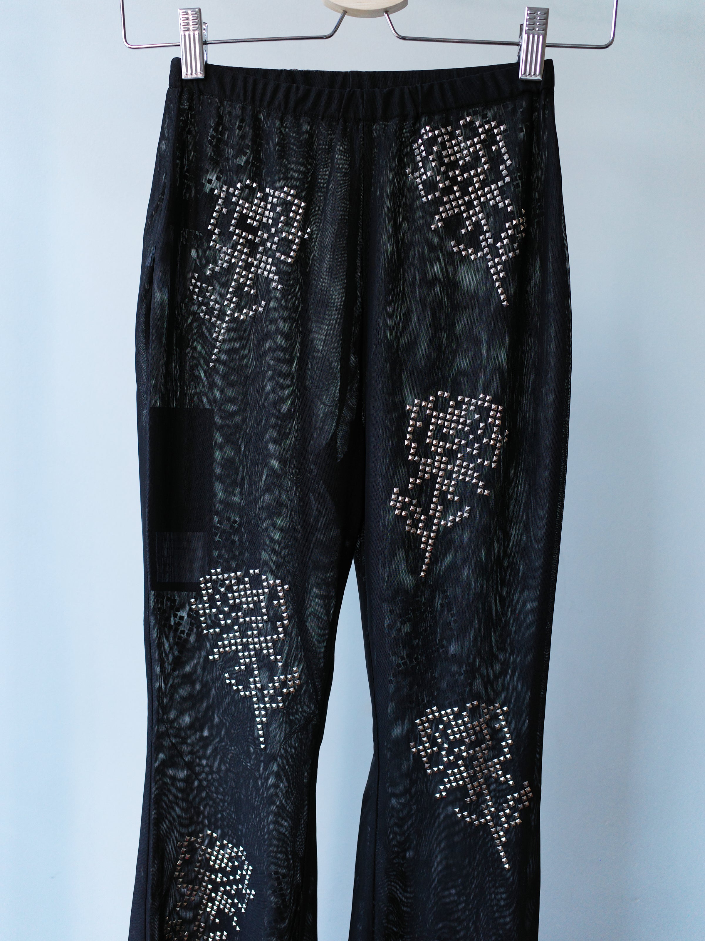 OVER RANGE Rose Studded Mesh Flare Pants